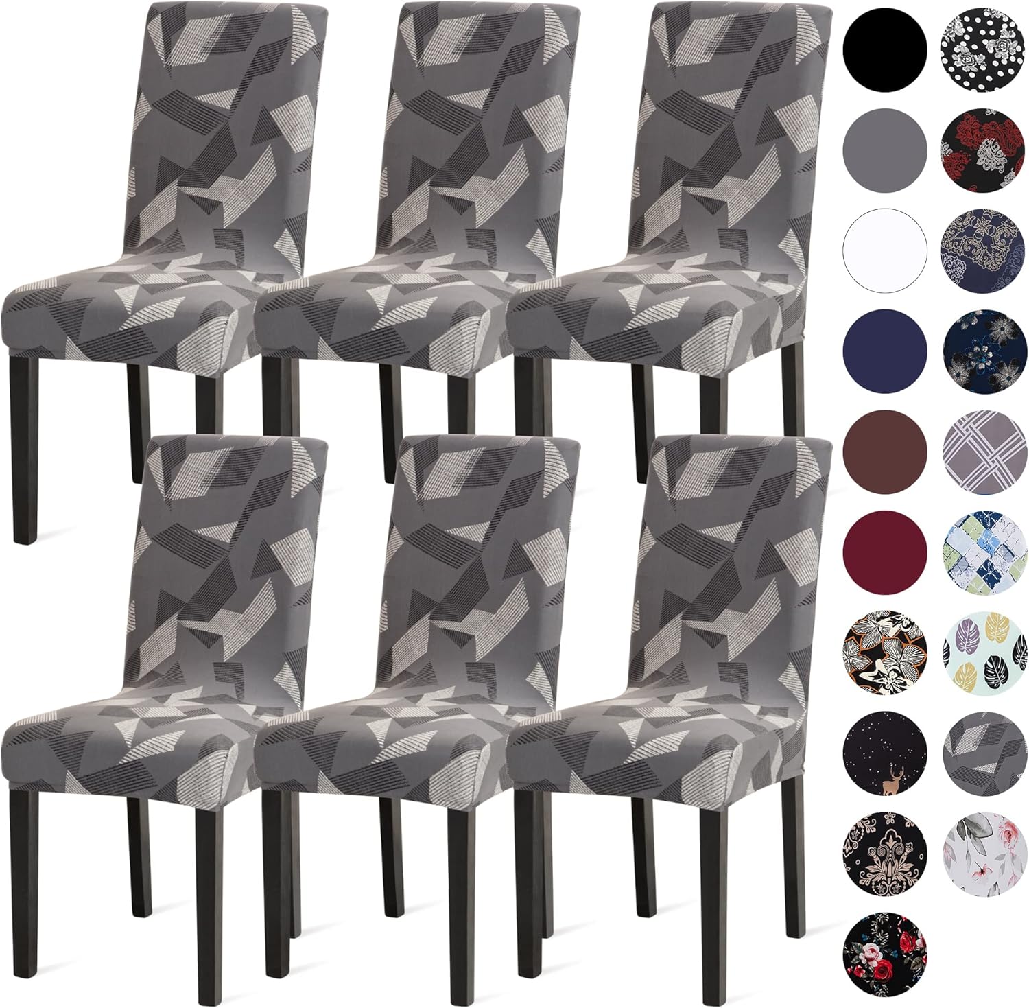 Sufdari Dining Chair Covers,Kitchen Cover,Parsons Slipcover,Spandex Protectors for Room Stretch Chairs Cover Set of 4 -Gray