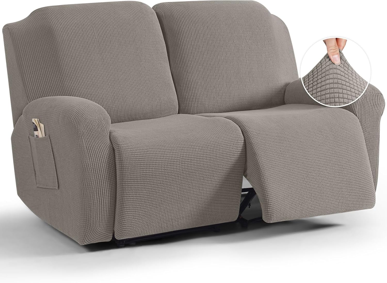 TAOCOCO Recliner Cover 4-Pieces, Recliner Stretch Sofa Slipcover, Recliner Cover 1 Seat, Couch Protector Soft, Furniture Protector Covers with Elastic,Chair Covers Jacquard Pattern (Grey)