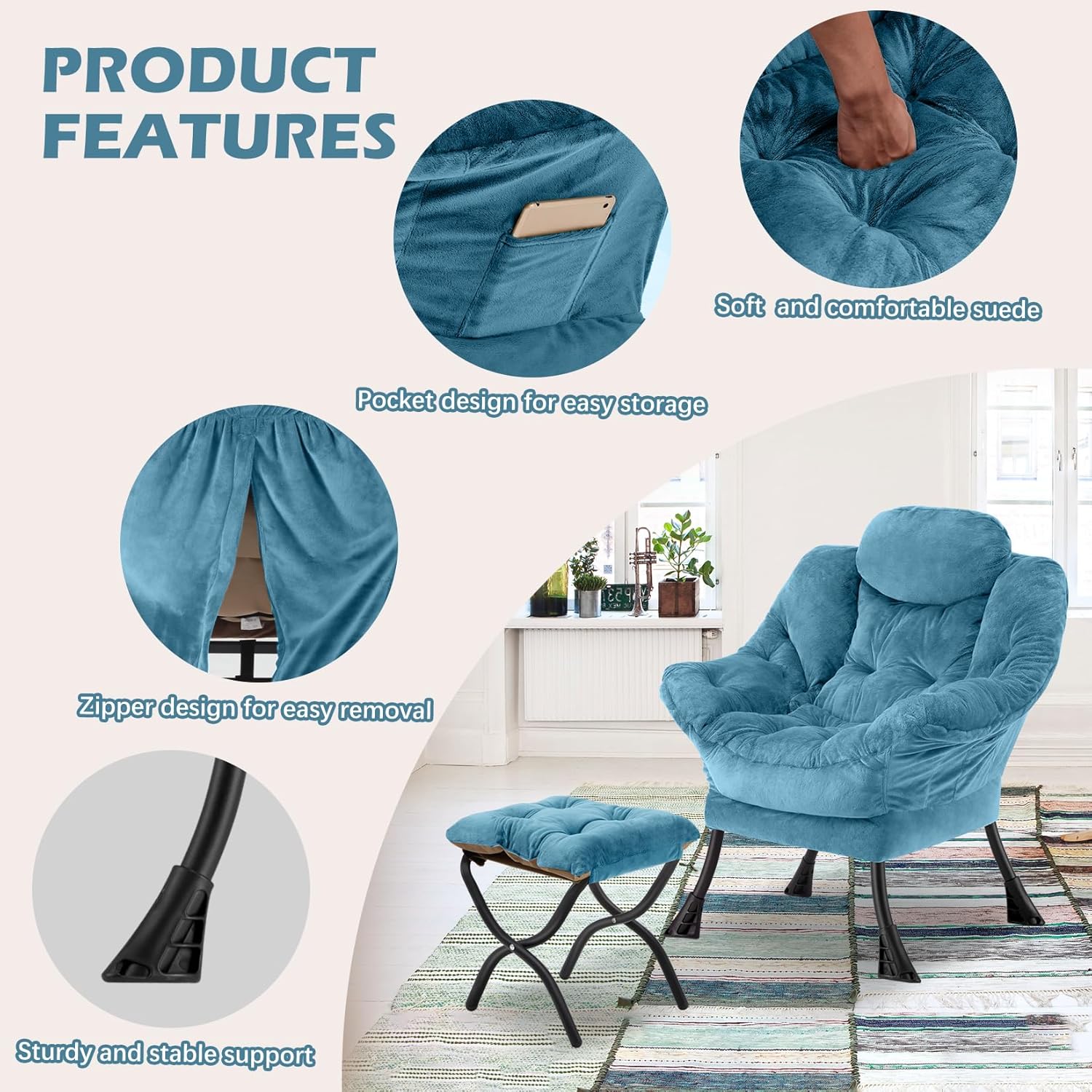 Lazy Chair with Folding Ottoman