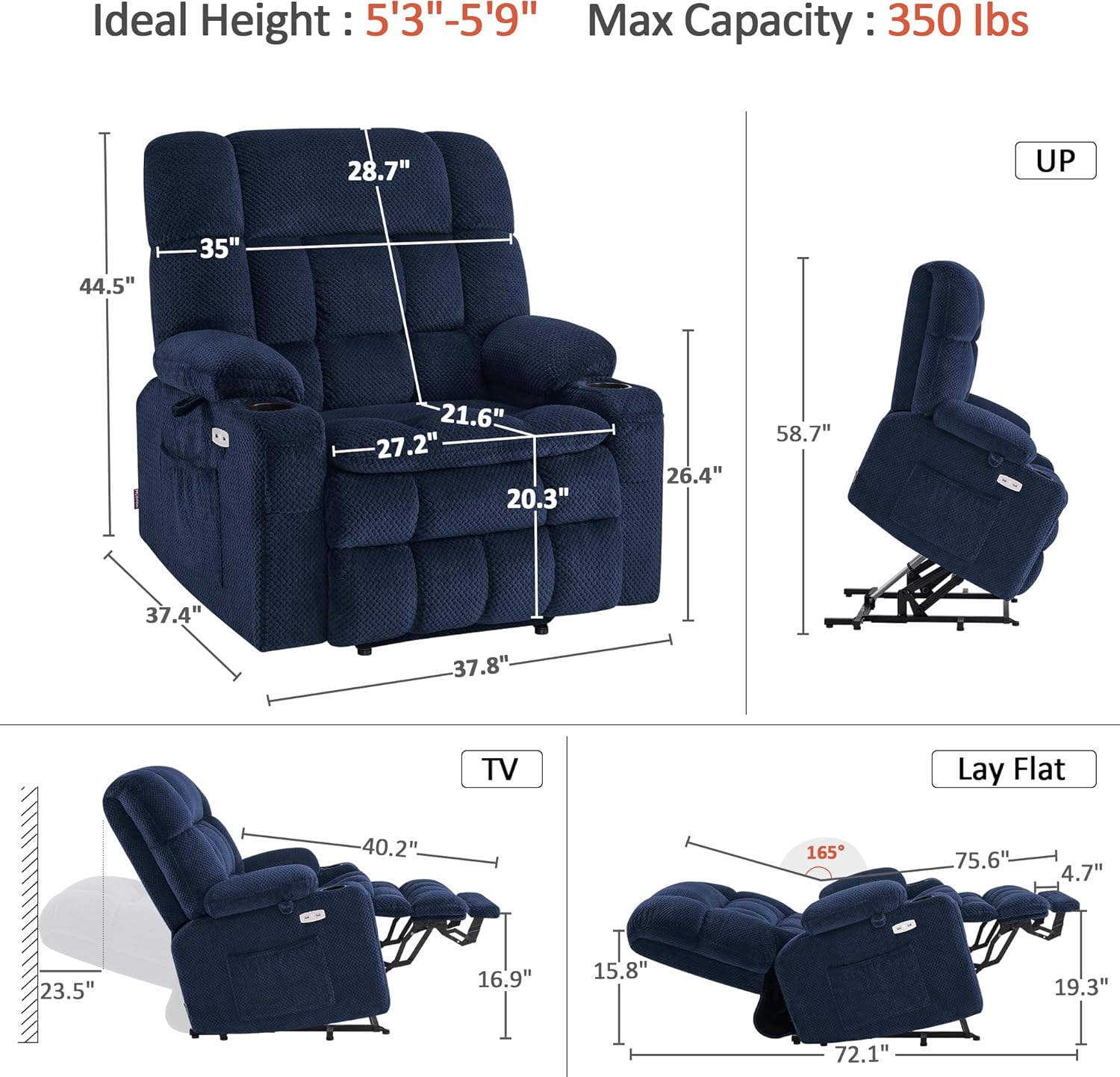 Dual Motor Large Power Lift Recliner Chair