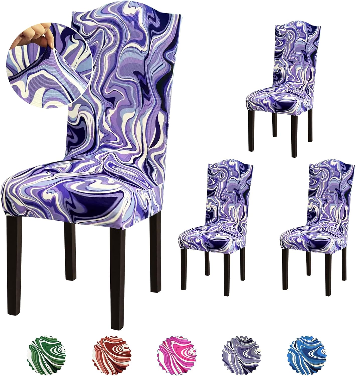 Stretch Dining Room Chair Covers Set of 6, Removable Washable Chair Covers for Dining Chairs,Dining Room, Hotel, Ceremony