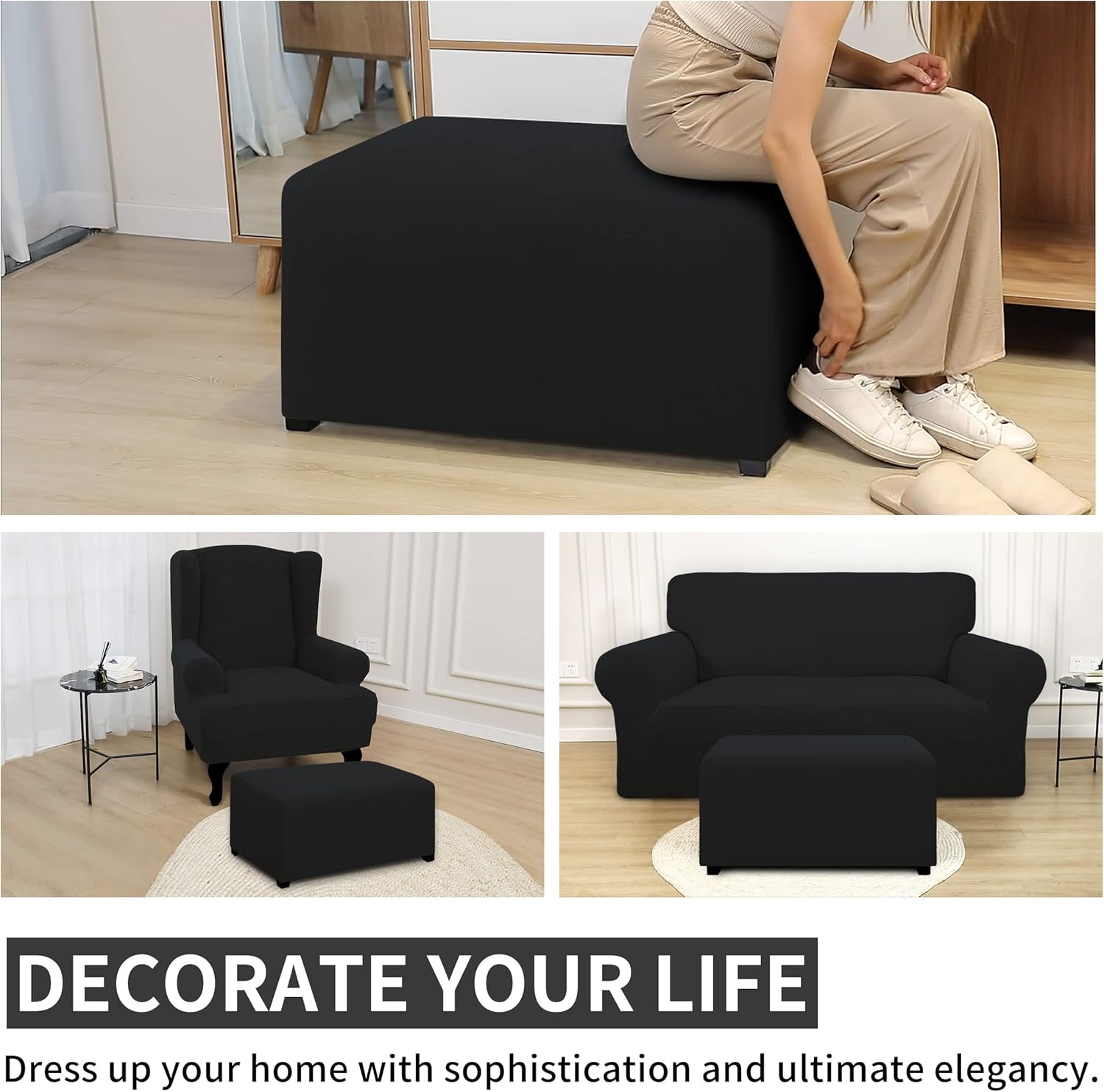 Dual Waterproof Stretch Ottoman Cover