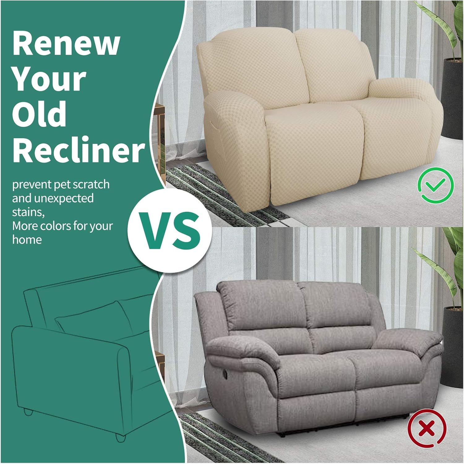 Stretch Loveseat Recliner Slipcover