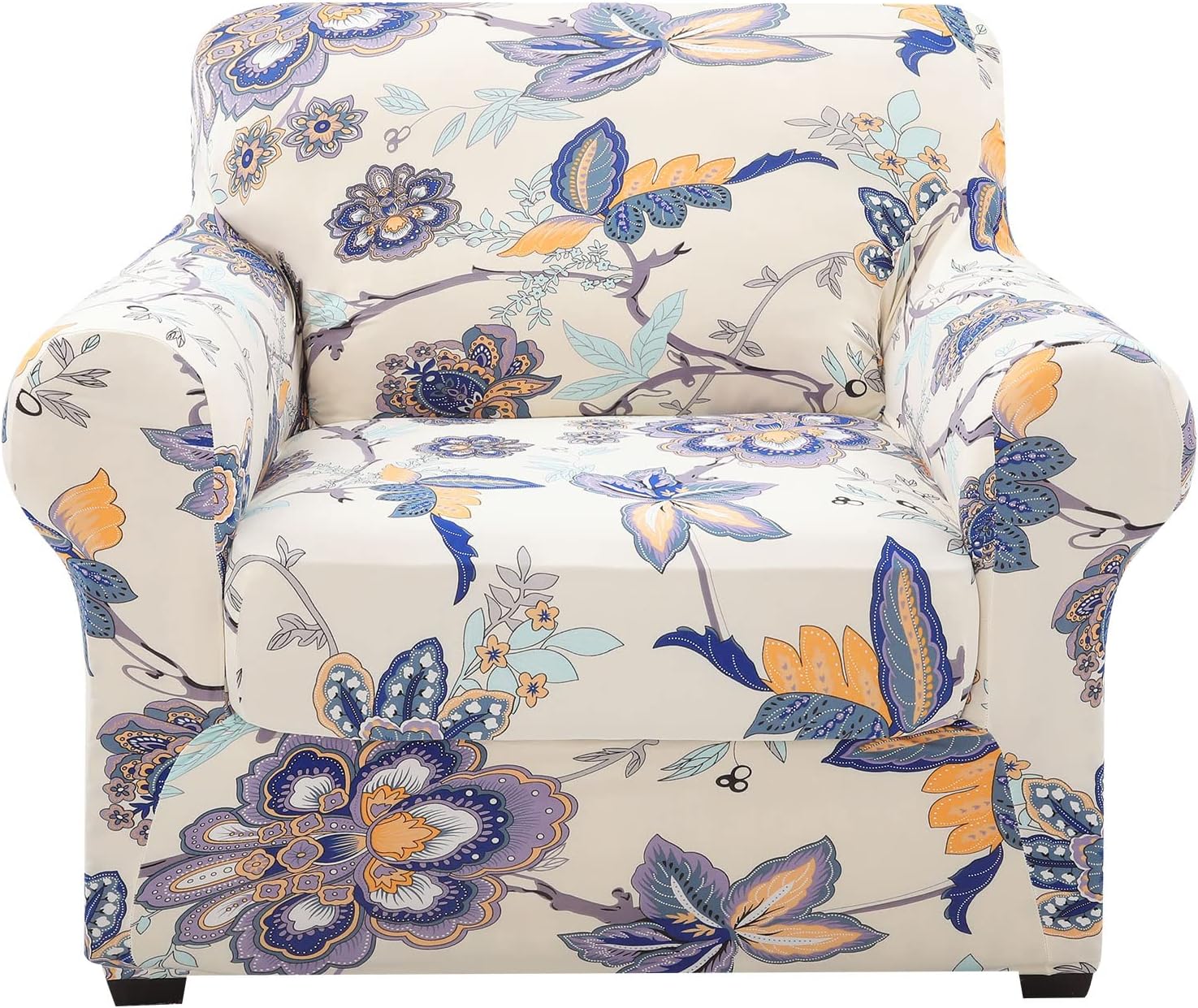 hyha Couch Covers, Chair/Sofa Covers, Floral Pattern, Stretch, Printed, 2 Pieces, Armchair Slipcover, Separate Couch Cushion Slipcover, Furniture Protector for Dogs(Armchair, Paisley Floral)
