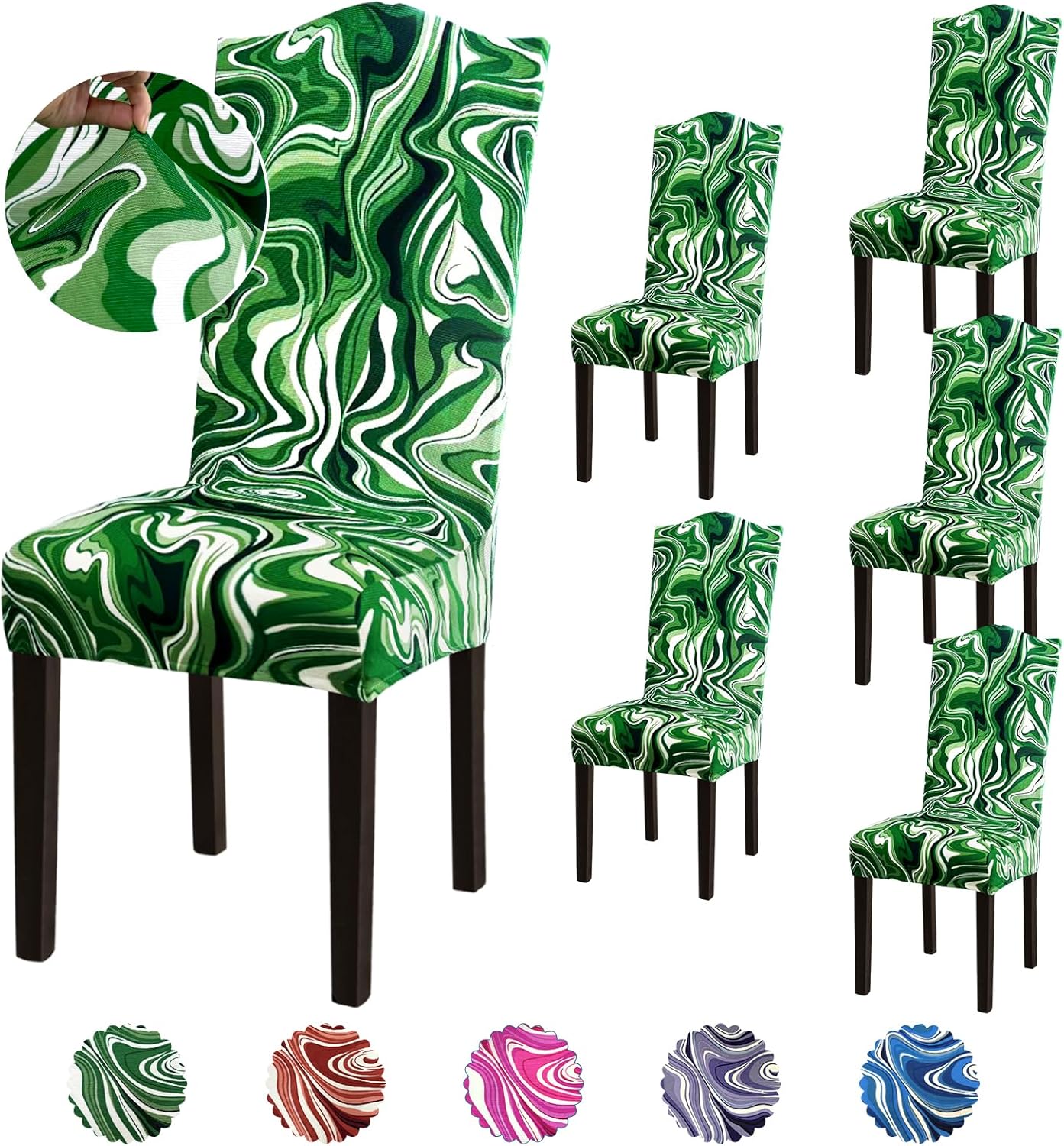 Stretch Dining Room Chair Covers Set of 6, Removable Washable Chair Covers for Dining Chairs,Dining Room, Hotel, Ceremony