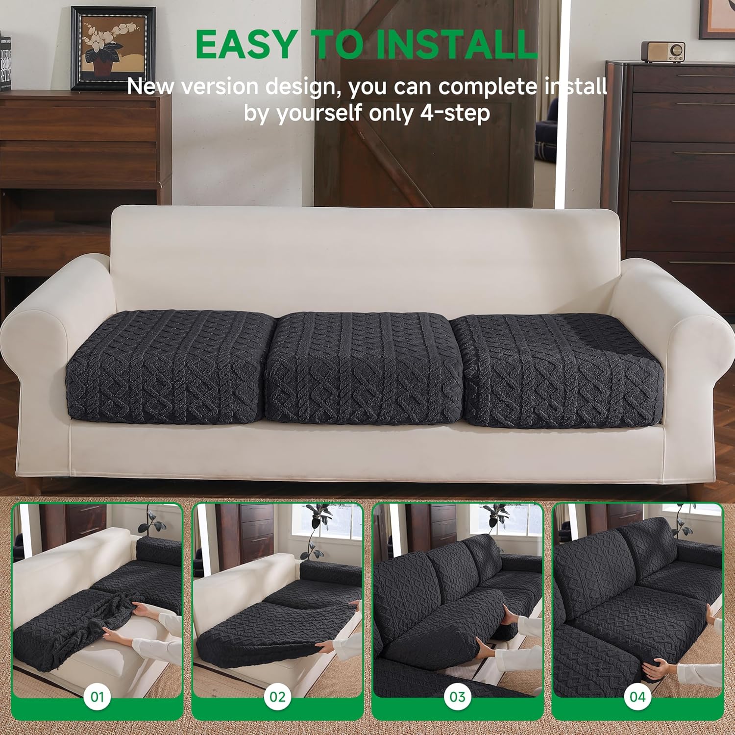 Couch Cushion Covers, Super Soft Thicker Fleece Sofa Cover Stretch Sectional Sofa Slipcover Washable Pet Friendly Anti-Slip Stain Resistant Furniture Cover for Home(1 Back Cover,Dark Gray)