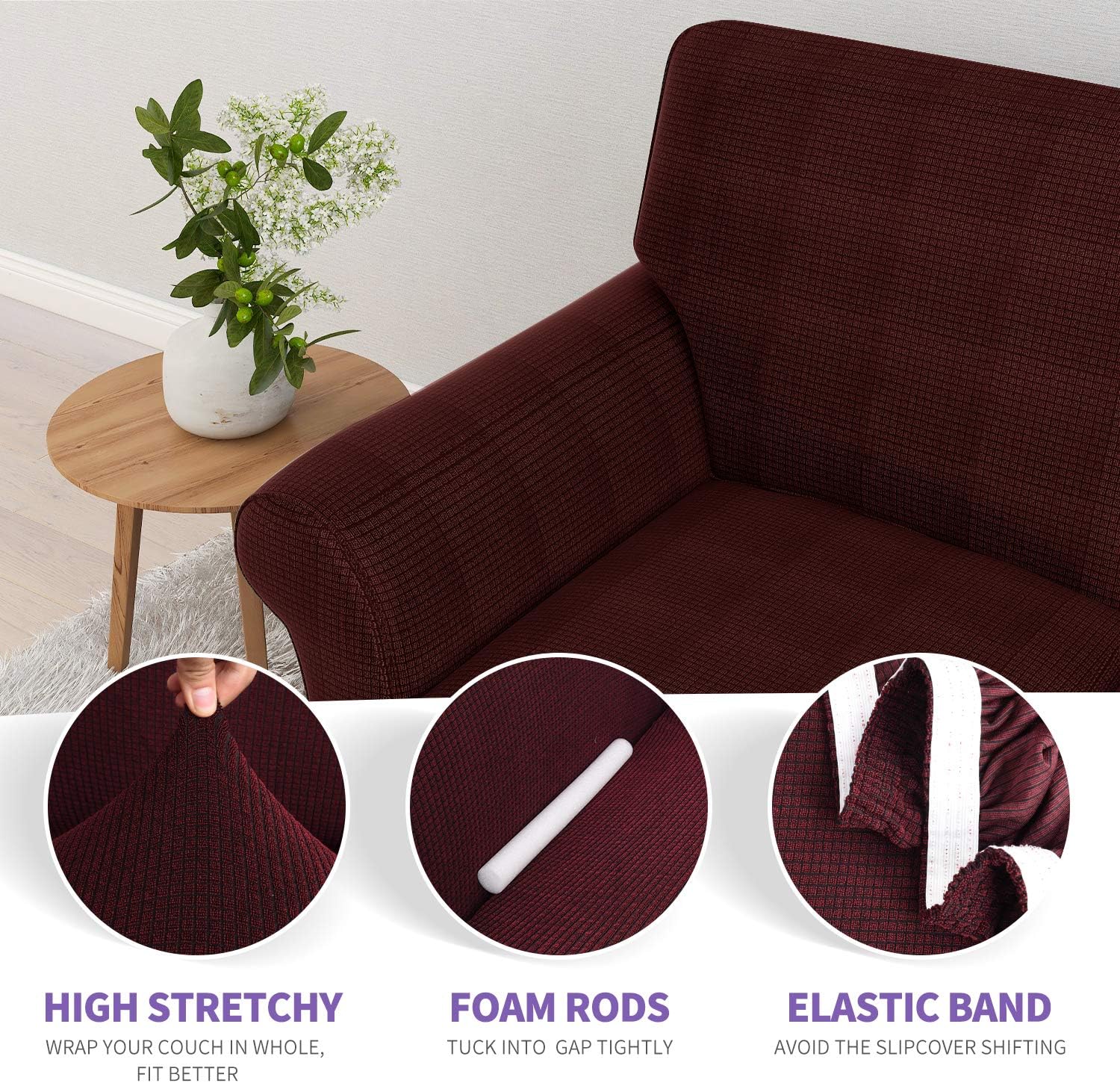 ZNSAYOTX Chair Slipcovers with Arms for Living Room High Stretchy Spandex Pet Friendly Armchair Furniture Protection Covers (Black and White, Chair)