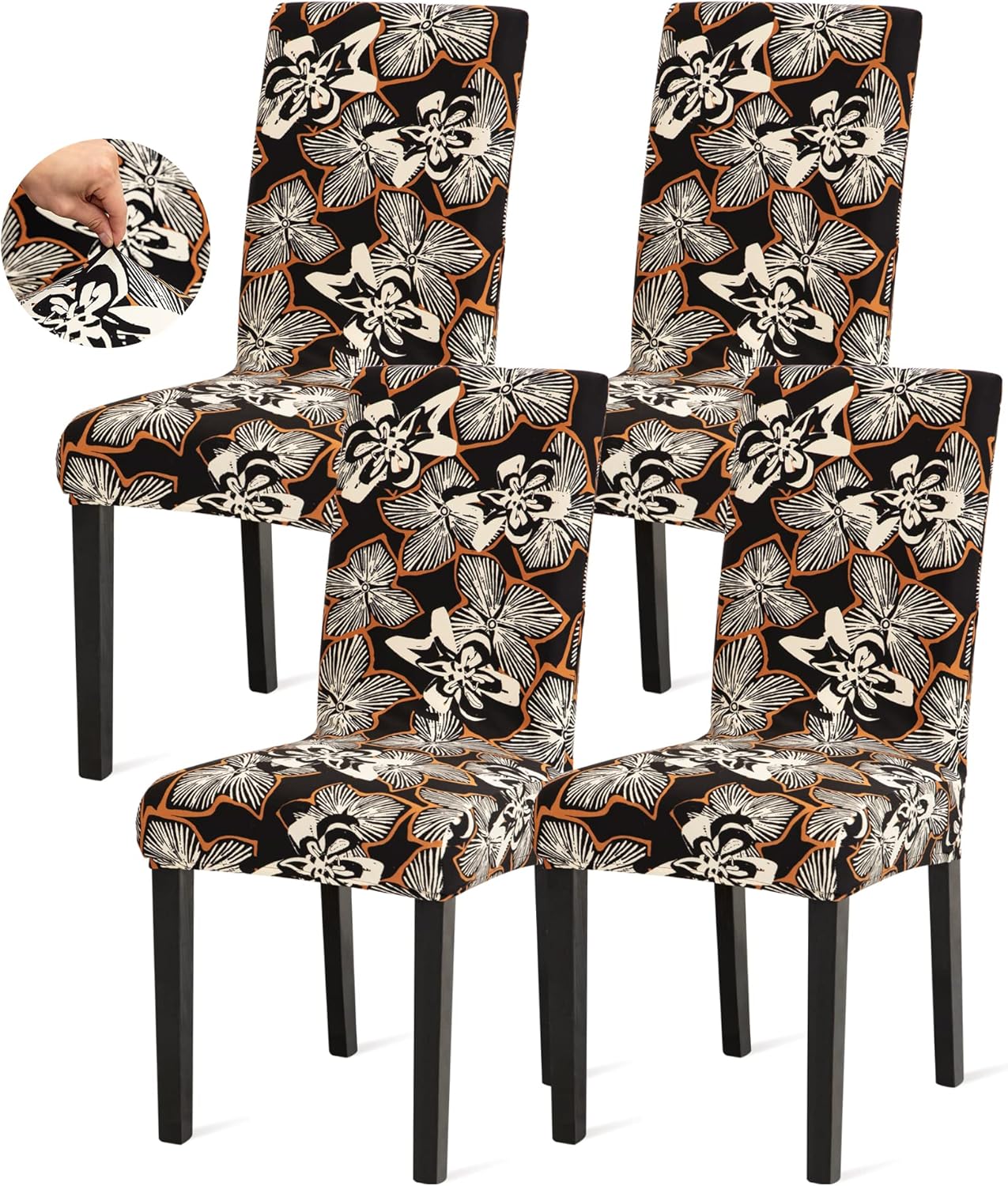 Sufdari Dining Chair Covers,Kitchen Cover,Parsons Slipcover,Spandex Protectors for Room Stretch Chairs Cover Set of 4 -Gray