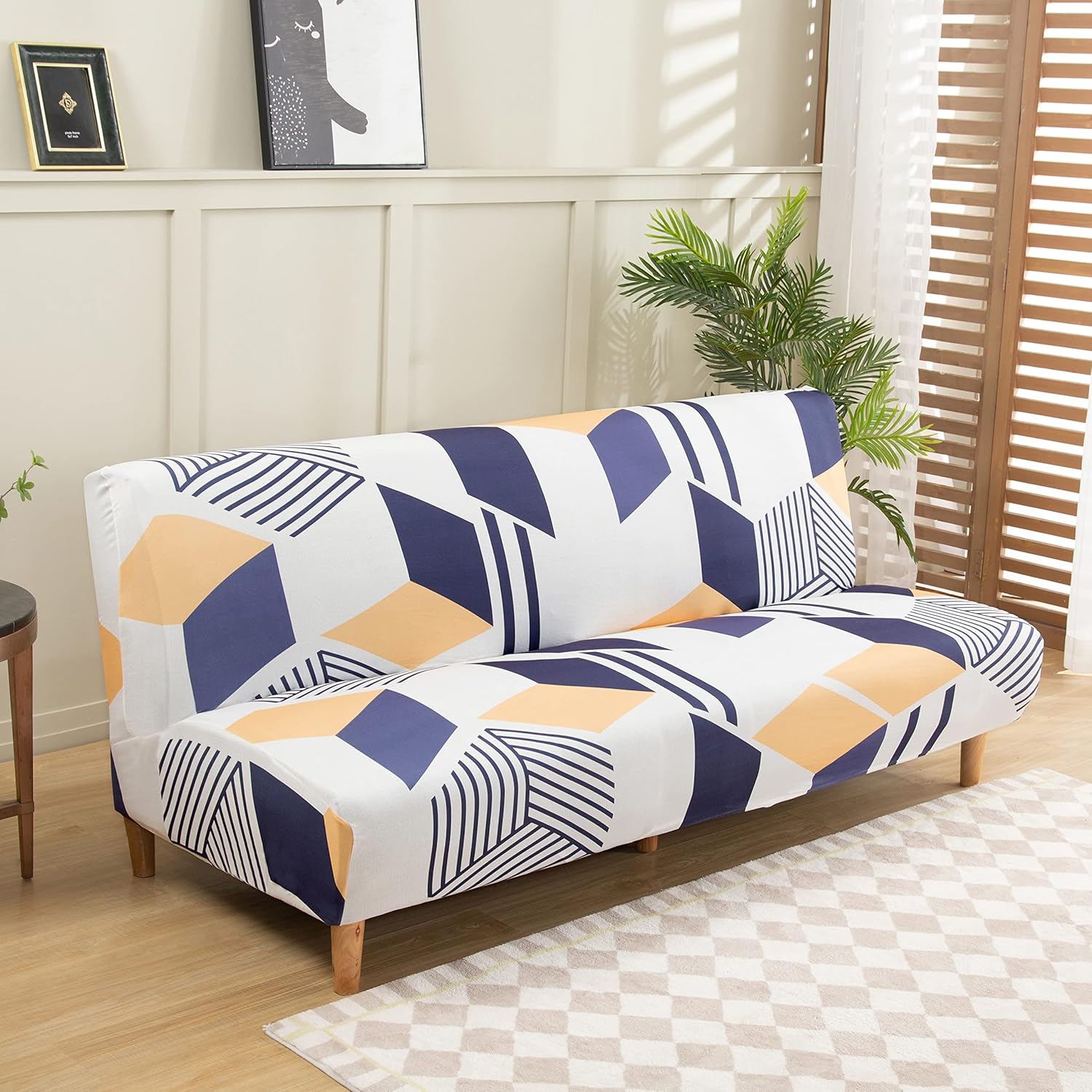 Armless Futon Slipcovers Stretch Folding Sofa