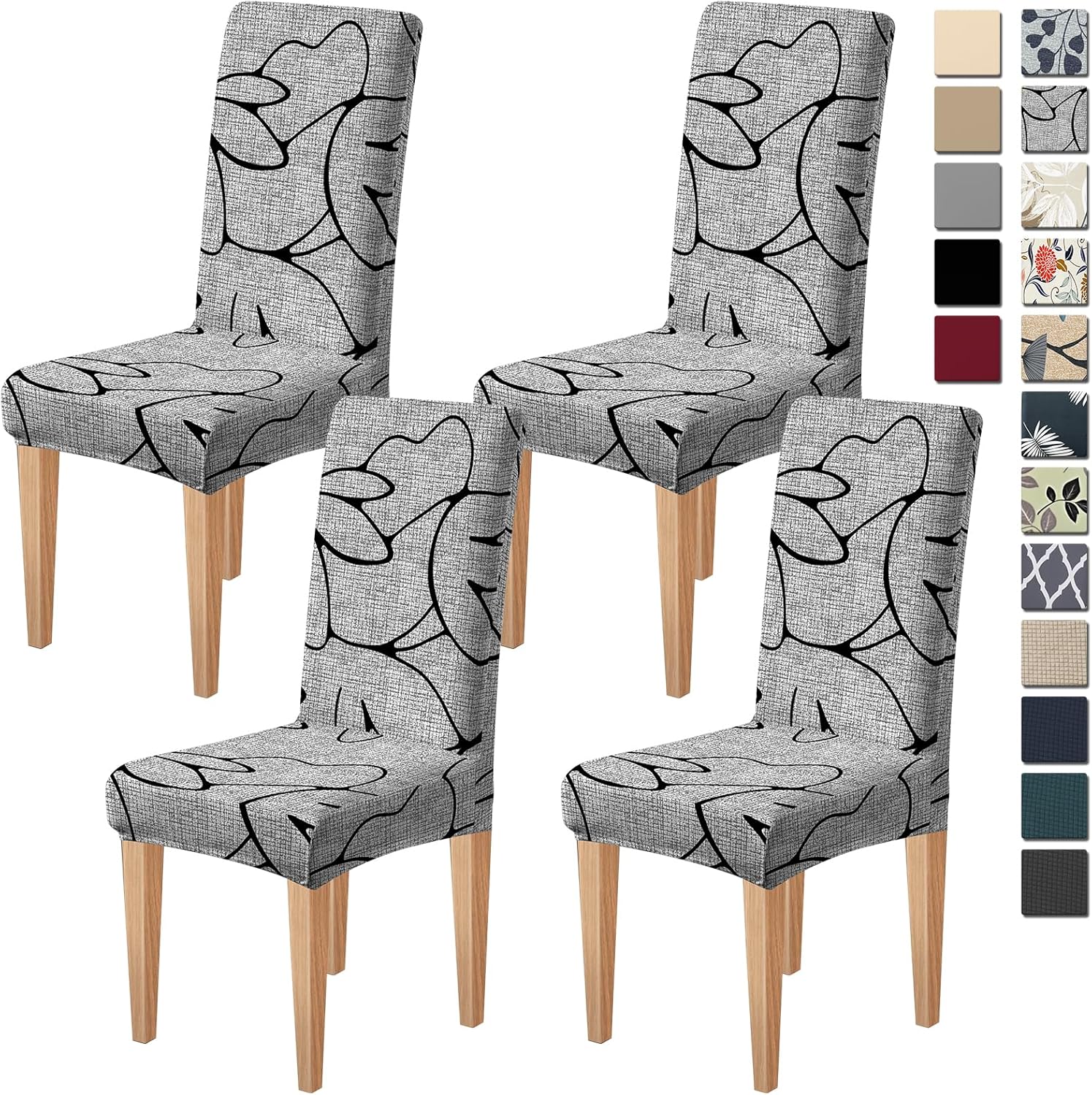 Dioxide High Stretch Chair Covers for Dining Chairs, Washable Dining Chair Covers Set of 6, Soft Kitchen Chairs Seat Covers, Parsons Chair Slipcovers Protectors for Home Hotel Restaurant Banquet