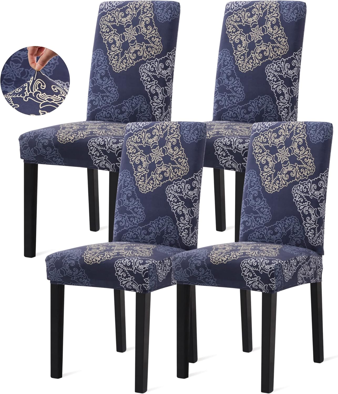 Sufdari Dining Chair Covers,Kitchen Cover,Parsons Slipcover,Spandex Protectors for Room Stretch Chairs Cover Set of 4 -Gray