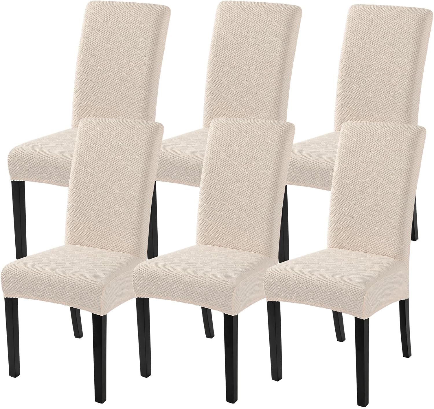 SearchI Chair Covers Slipcovers Set of 4, Spandex Super Fit Stretch Removable Washable Kitchen Parsons Protector for Dining Room,Hotel,Ceremony,Beige+Flowers