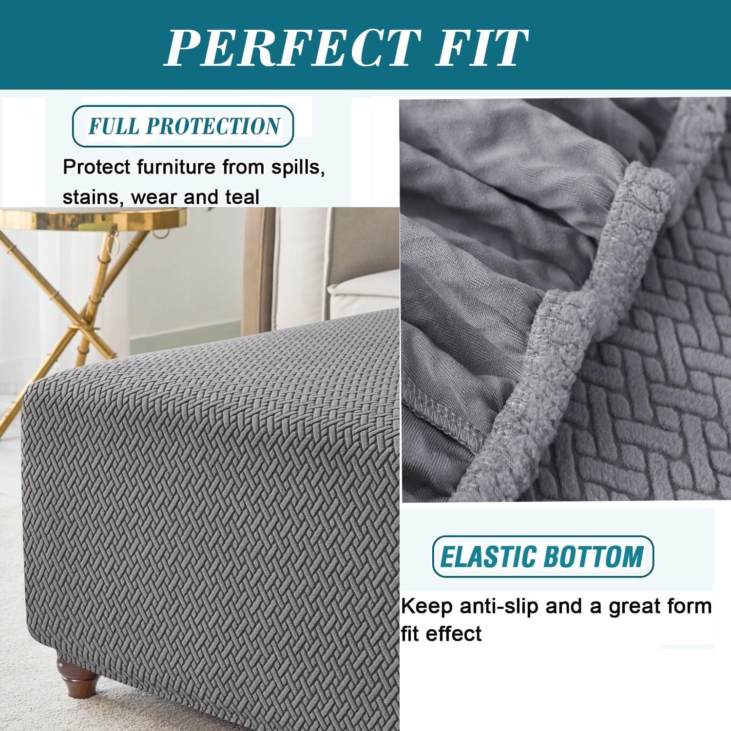 Stretch Knitted Jacquard Ottoman Cover