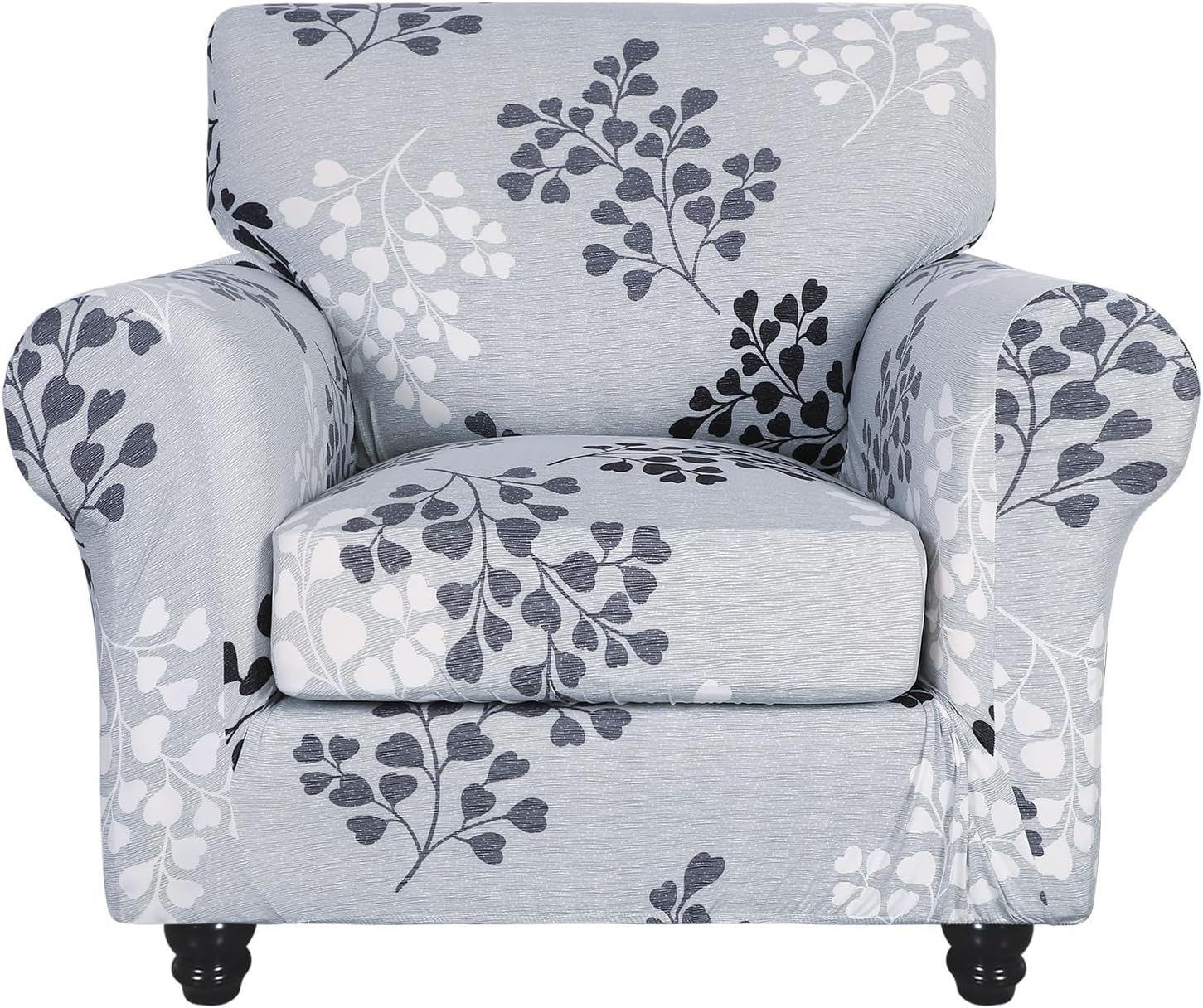 SearchI Stretch Sofa Cover Printed Couch Covers, Floral Pattern 2 Piece Armchair Slipcover with Separate Chair Cushion Cover, Washable Furniture Protector for Living Room(Armchair, Ball Flower)