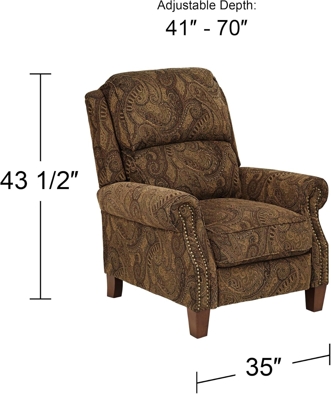 Warm Brown Paisley Patterned Recliner Chair