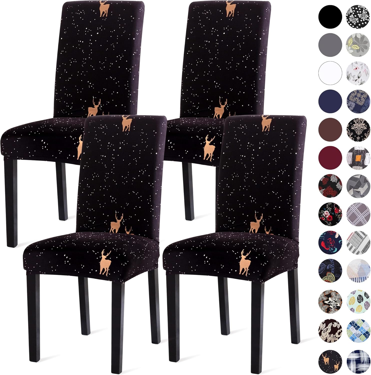 Sufdari Dining Chair Covers,Kitchen Cover,Parsons Slipcover,Spandex Protectors for Room Stretch Chairs Cover Set of 4 -Gray