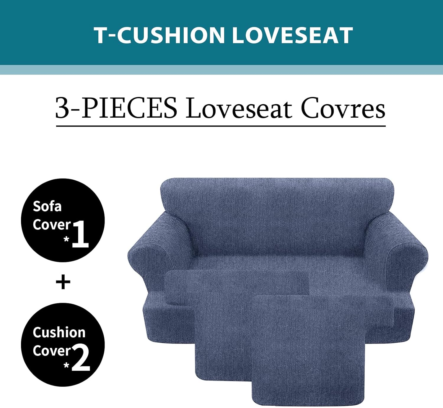 2 Pieces T Cushion Chair Covers