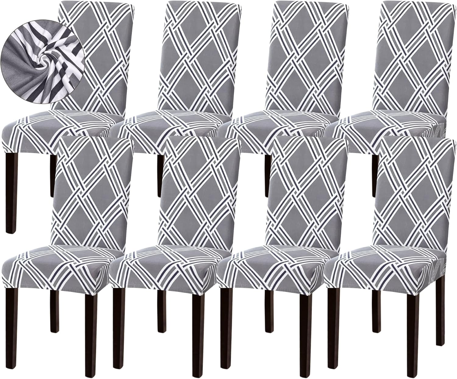 Sufdari Dining Chair Covers,Kitchen Cover,Parsons Slipcover,Spandex Protectors for Room Stretch Chairs Cover Set of 4 -Gray