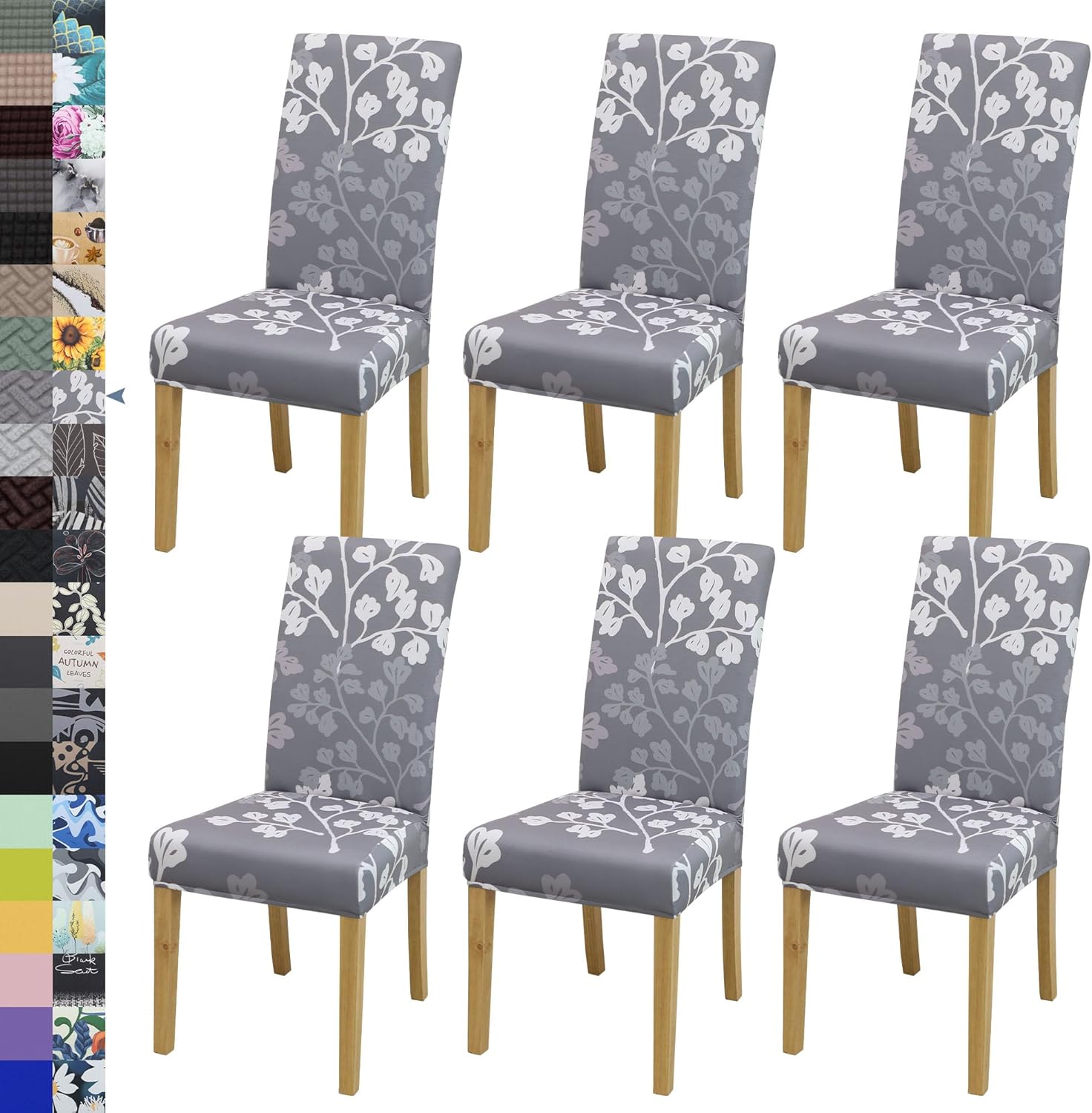 Dining Chair Cover,Dining Room Chair Covers Set of 6,Stretch Kitchen Chair Cover,Washable Dining Chair Cover,Parsons Chair Slipcovers Protective,for Home,Restaurant,Banquet(Gray)