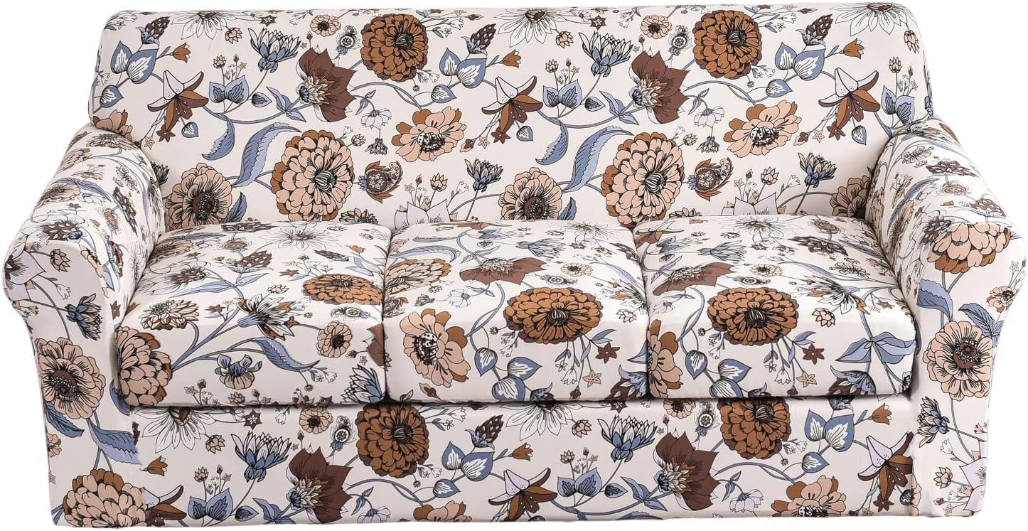KRFOONN 2 Piece Chair Covers Printed Sofa Covers Couch Covers Washable Armchair Sofa Couch Slipcover Furniture Protector with Elastic Bottom for Living Room (Armchair, 23), Small