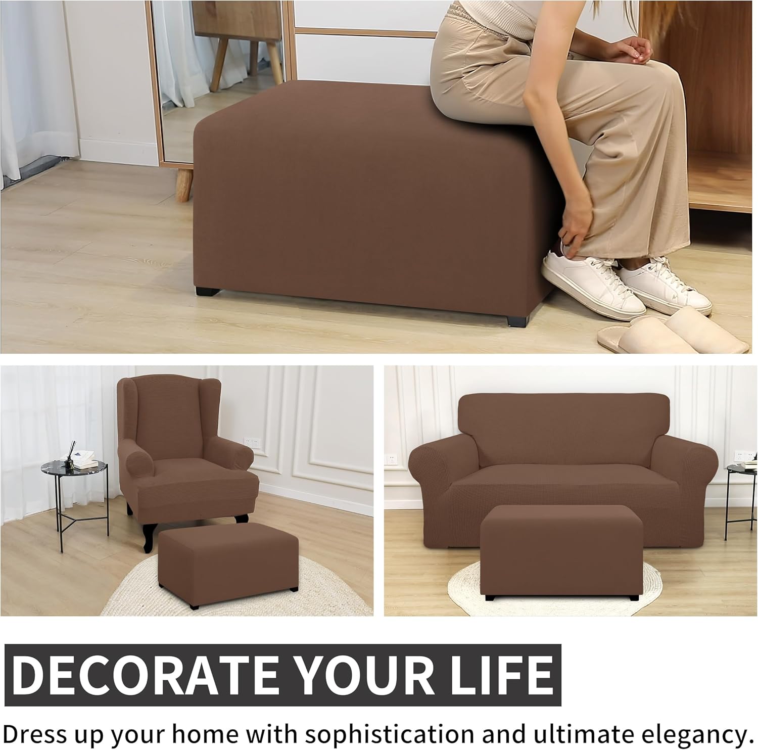 Dual Waterproof Stretch Ottoman Cover