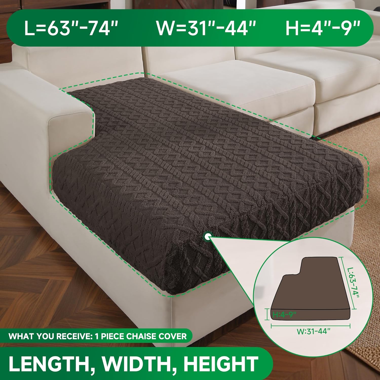 Couch Cushion Covers, Super Soft Thicker Fleece Sofa Cover Stretch Sectional Sofa Slipcover Washable Pet Friendly Anti-Slip Stain Resistant Furniture Cover for Home(1 Back Cover,Dark Gray)