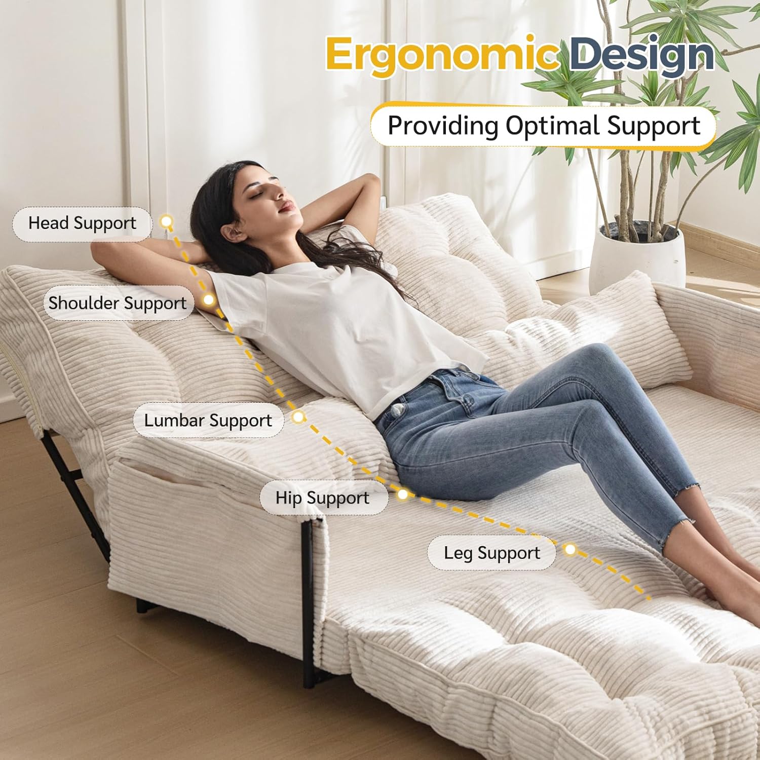 Adjustable Floor Sofa Couch with Pillow