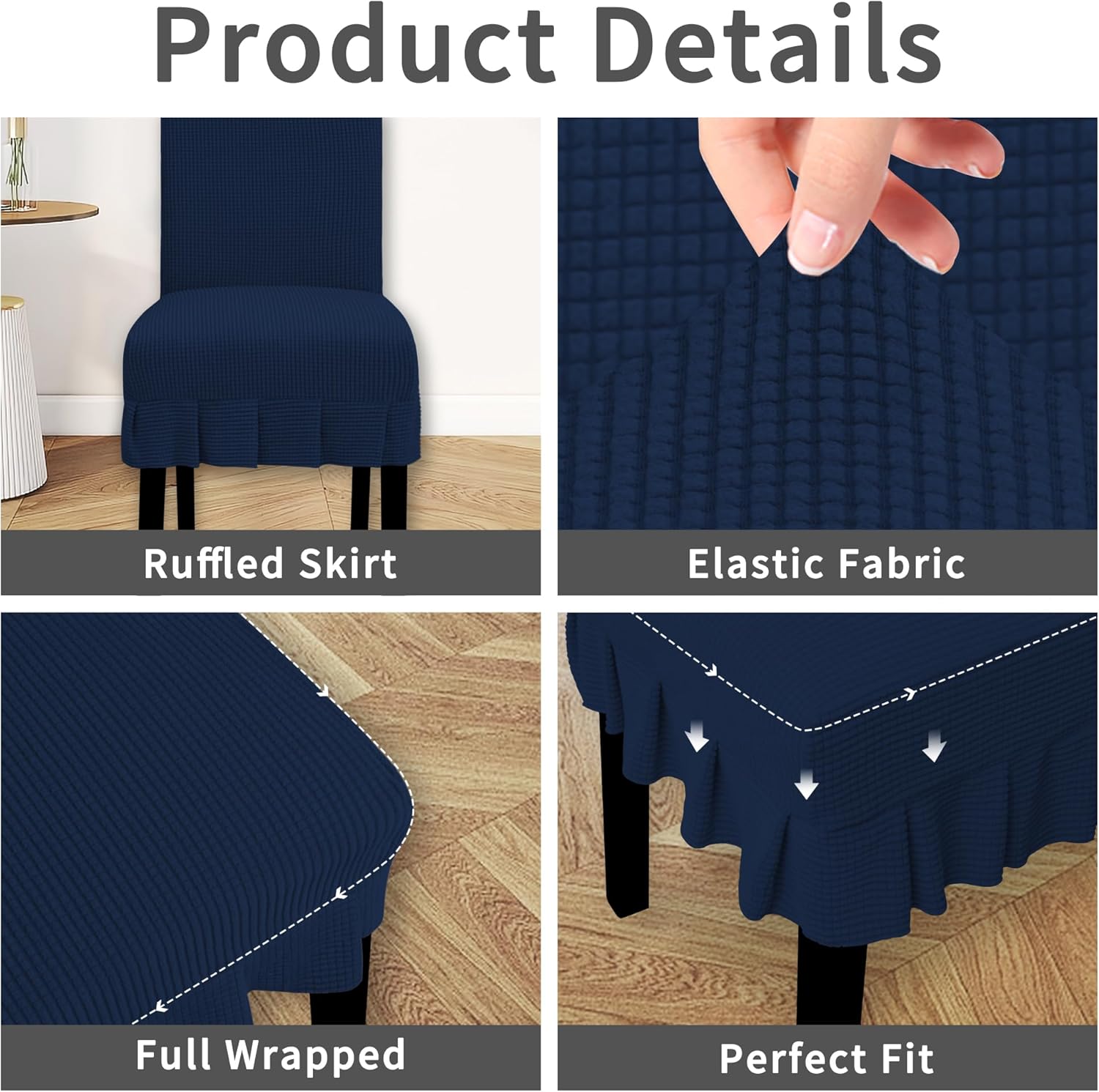 Easy-Going Dining Chair Covers Stretch Parsons Chair Slipcover with Skirt Chair Covers for Dining Room Restaurant Banquet (2 PCS, Light Gray)