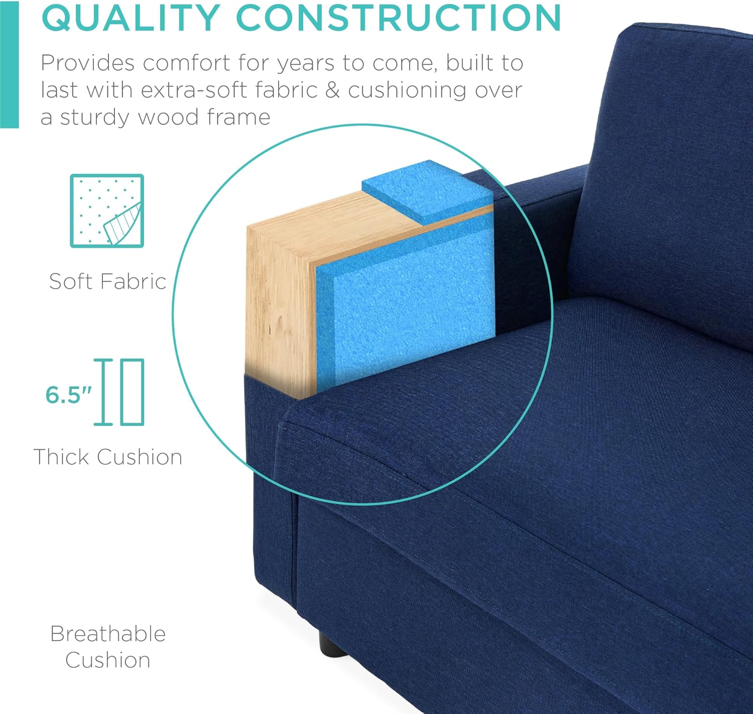 Best Choice Products Upholstered Sectional Sofa for Home, Apartment, Dorm, Bonus Room, Compact Spaces w/Chaise Lounge, 3-Seat, L-Shape Design, Reversible Ottoman Bench, 680lb Capacity - Light Gray