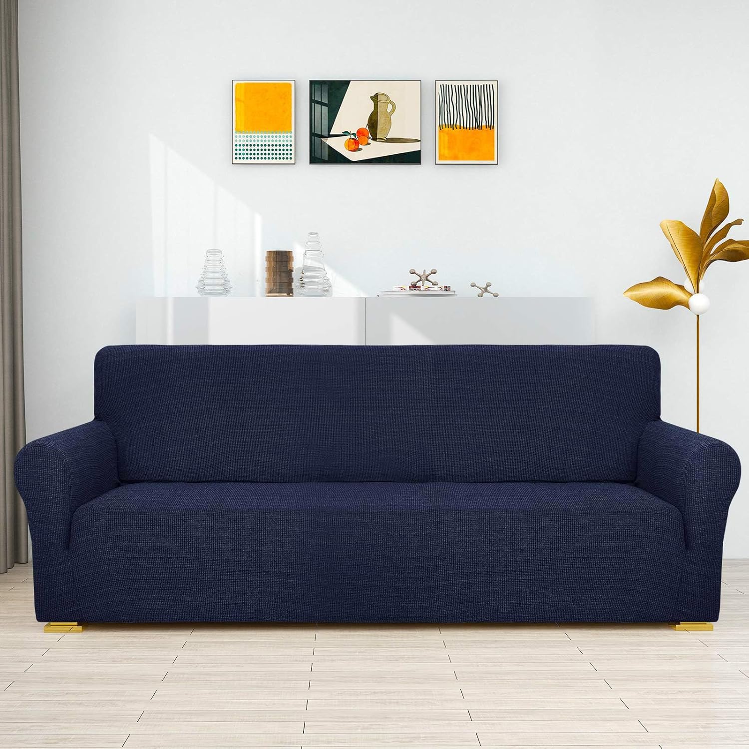 ZNSAYOTX Chair Slipcovers with Arms for Living Room High Stretchy Spandex Pet Friendly Armchair Furniture Protection Covers (Black and White, Chair)