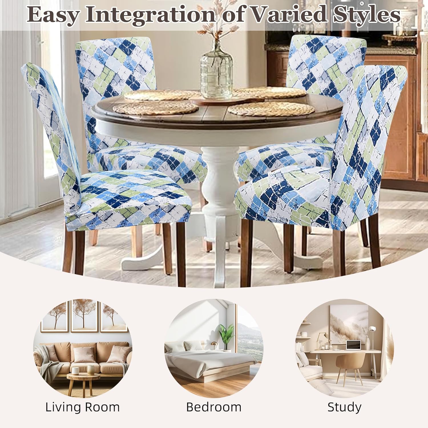 Sufdari Dining Chair Covers,Kitchen Cover,Parsons Slipcover,Spandex Protectors for Room Stretch Chairs Cover Set of 4 -Gray