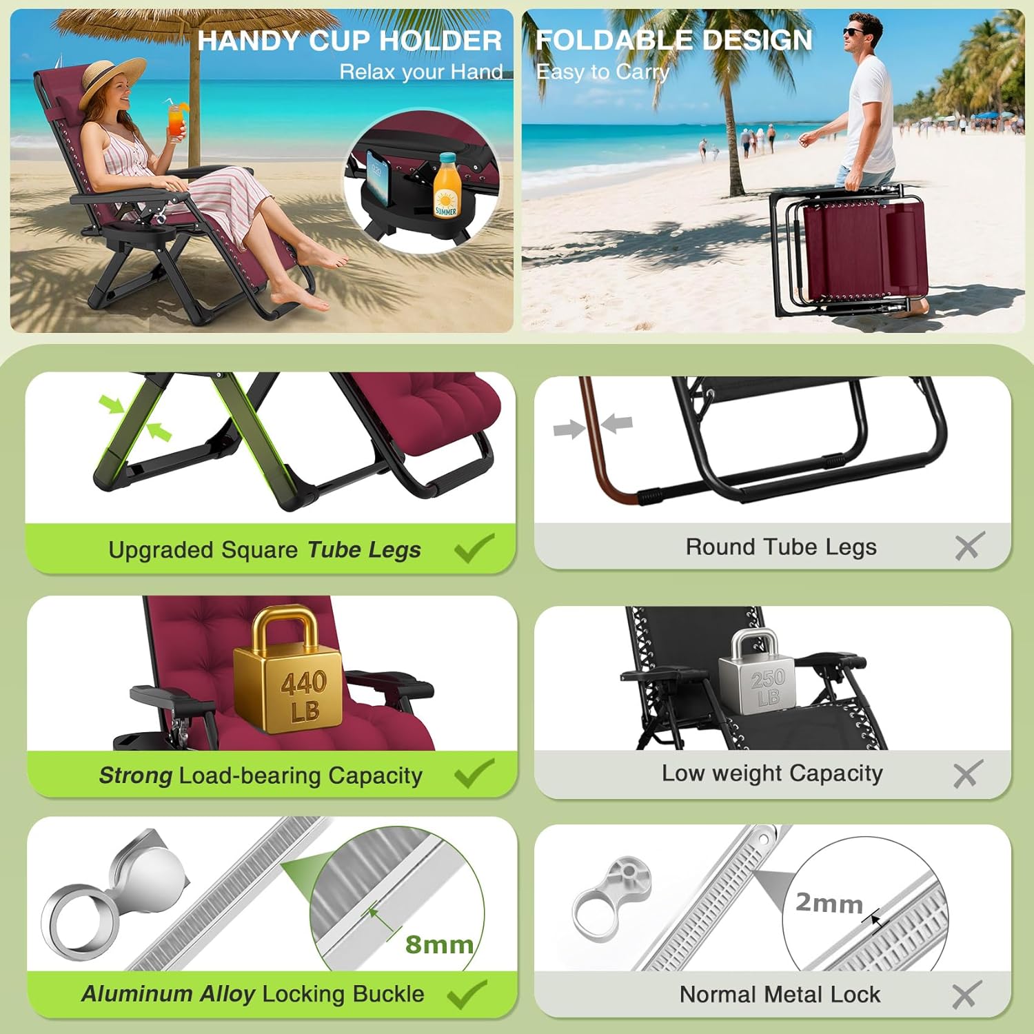 Reclining Camping Lounge Chair