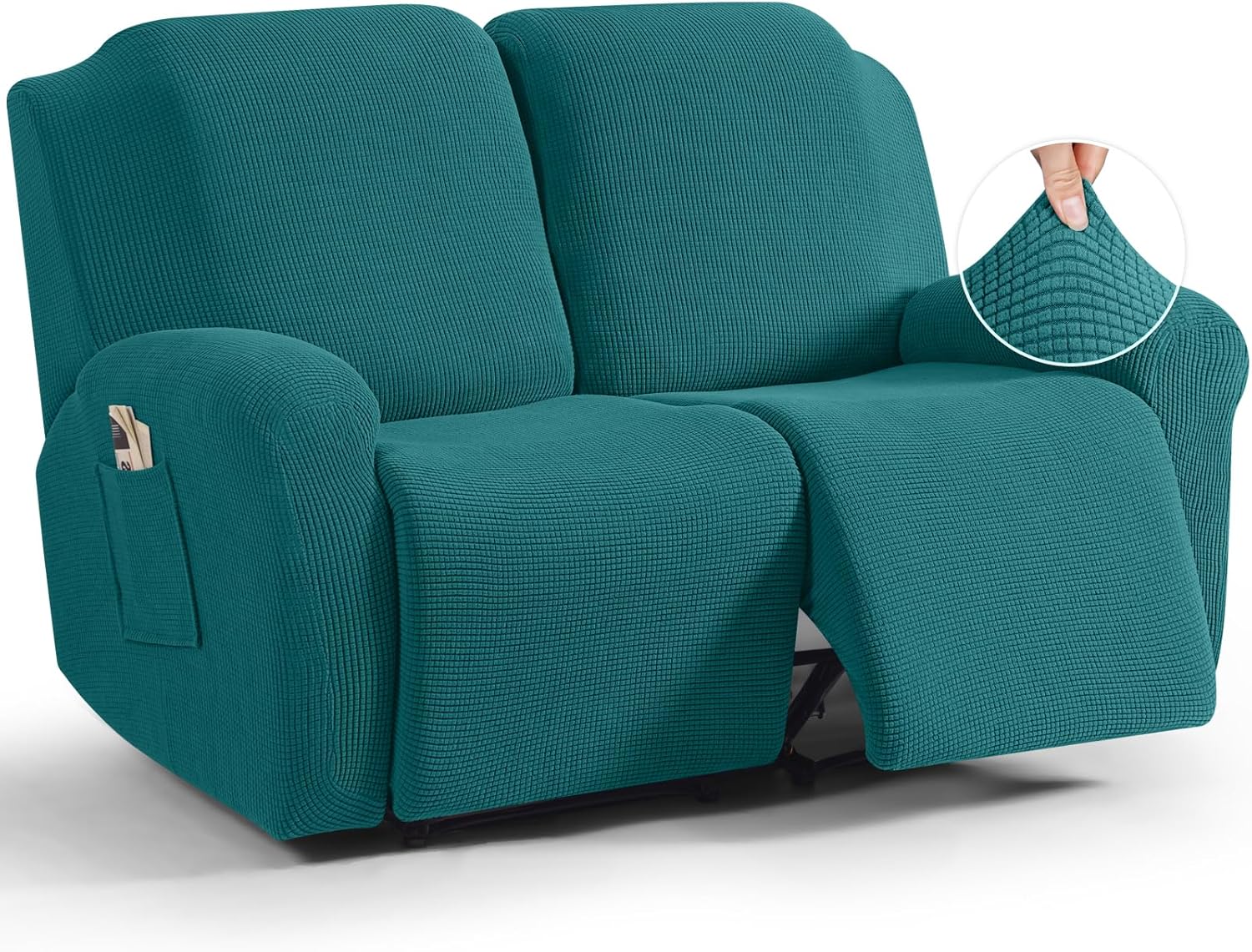 TAOCOCO Recliner Cover 4-Pieces, Recliner Stretch Sofa Slipcover, Recliner Cover 1 Seat, Couch Protector Soft, Furniture Protector Covers with Elastic,Chair Covers Jacquard Pattern (Grey)