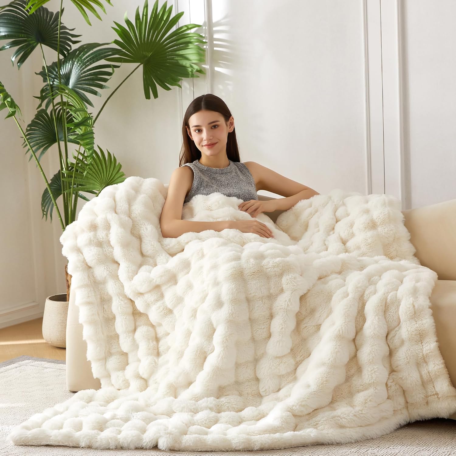 Fur Throw Blanket for Couch