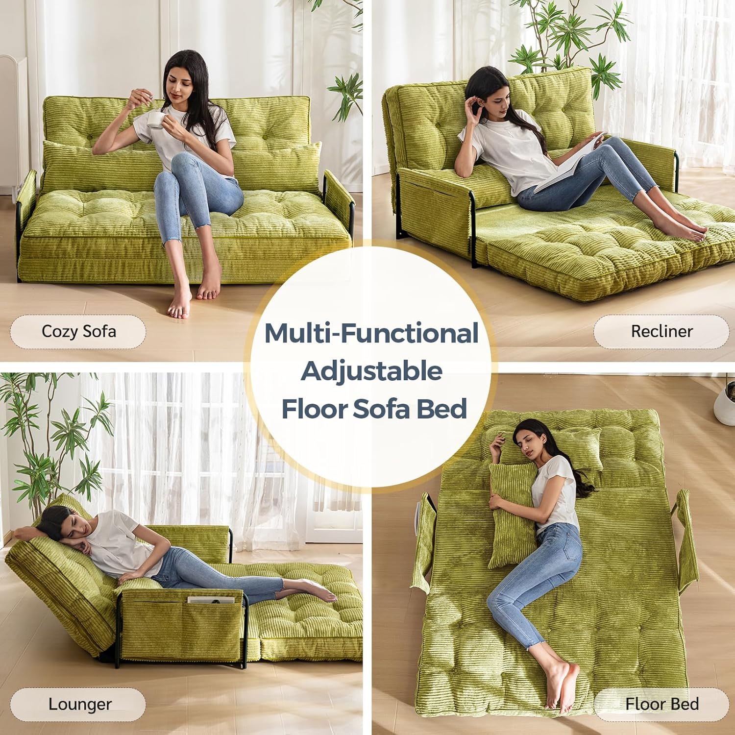 Adjustable Floor Sofa Couch with Pillow