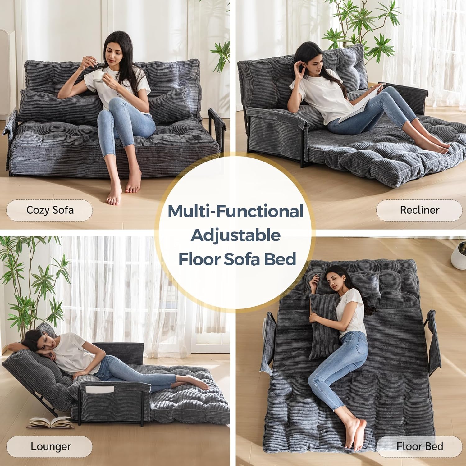 Adjustable Floor Sofa Couch with Pillow