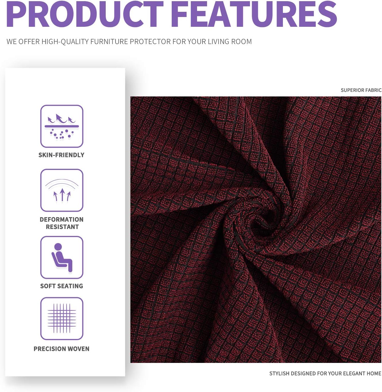 ZNSAYOTX Chair Slipcovers with Arms for Living Room High Stretchy Spandex Pet Friendly Armchair Furniture Protection Covers (Black and White, Chair)