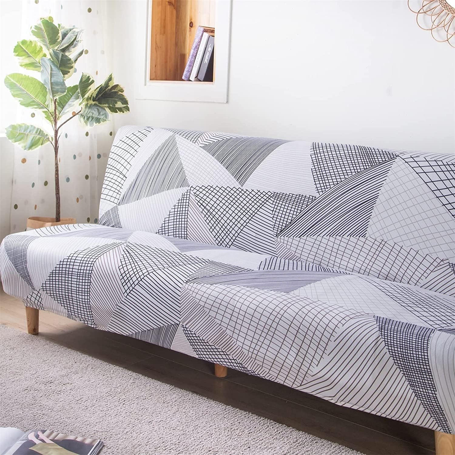 Linen Blue Armless Sofa Bed Cover