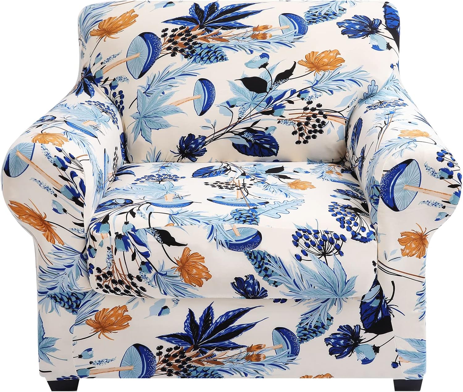 hyha Couch Covers, Chair/Sofa Covers, Floral Pattern, Stretch, Printed, 2 Pieces, Armchair Slipcover, Separate Couch Cushion Slipcover, Furniture Protector for Dogs(Armchair, Paisley Floral)