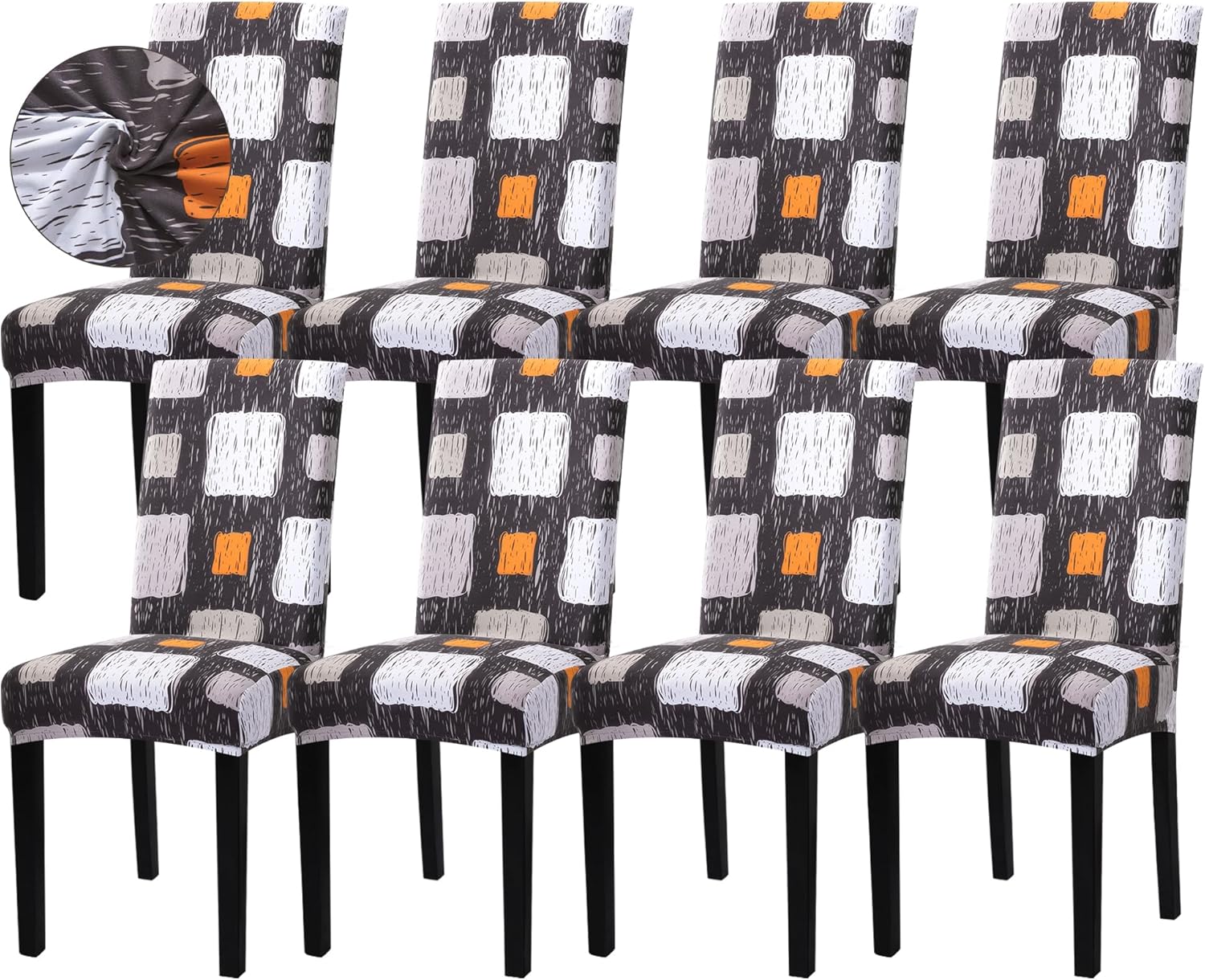 Sufdari Dining Chair Covers,Kitchen Cover,Parsons Slipcover,Spandex Protectors for Room Stretch Chairs Cover Set of 4 -Gray