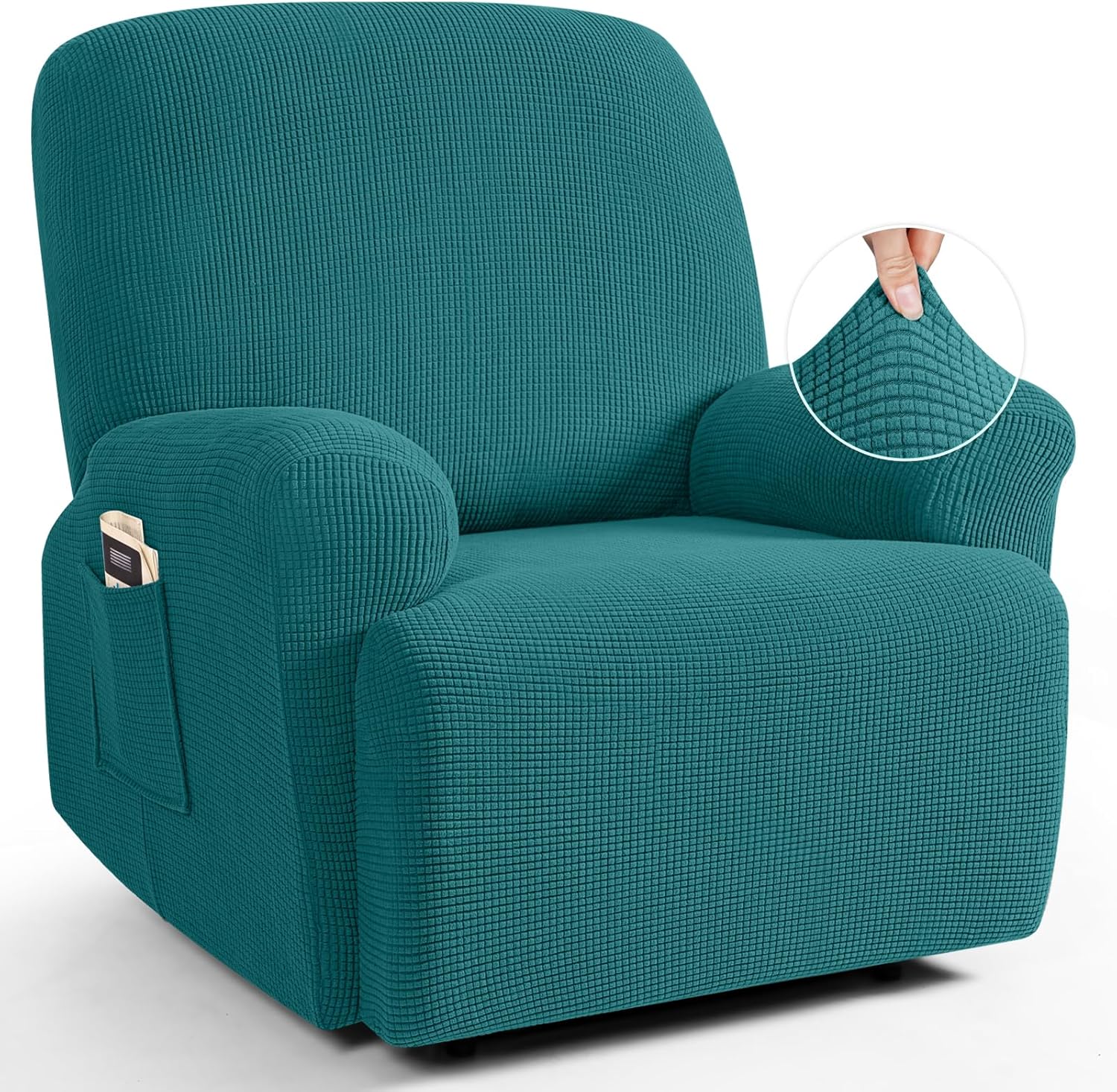 TAOCOCO Recliner Cover 4-Pieces, Recliner Stretch Sofa Slipcover, Recliner Cover 1 Seat, Couch Protector Soft, Furniture Protector Covers with Elastic,Chair Covers Jacquard Pattern (Grey)