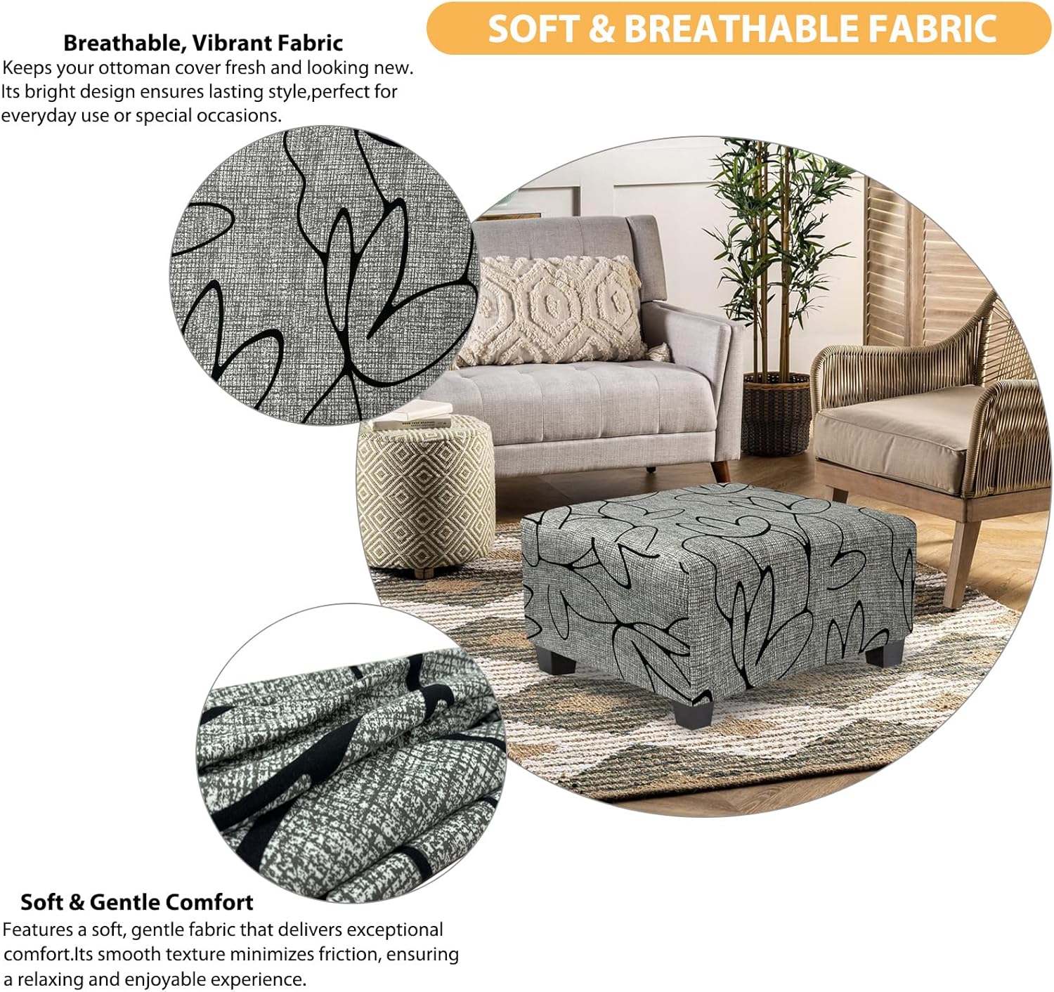 Ottoman Cover Square Slipcovers