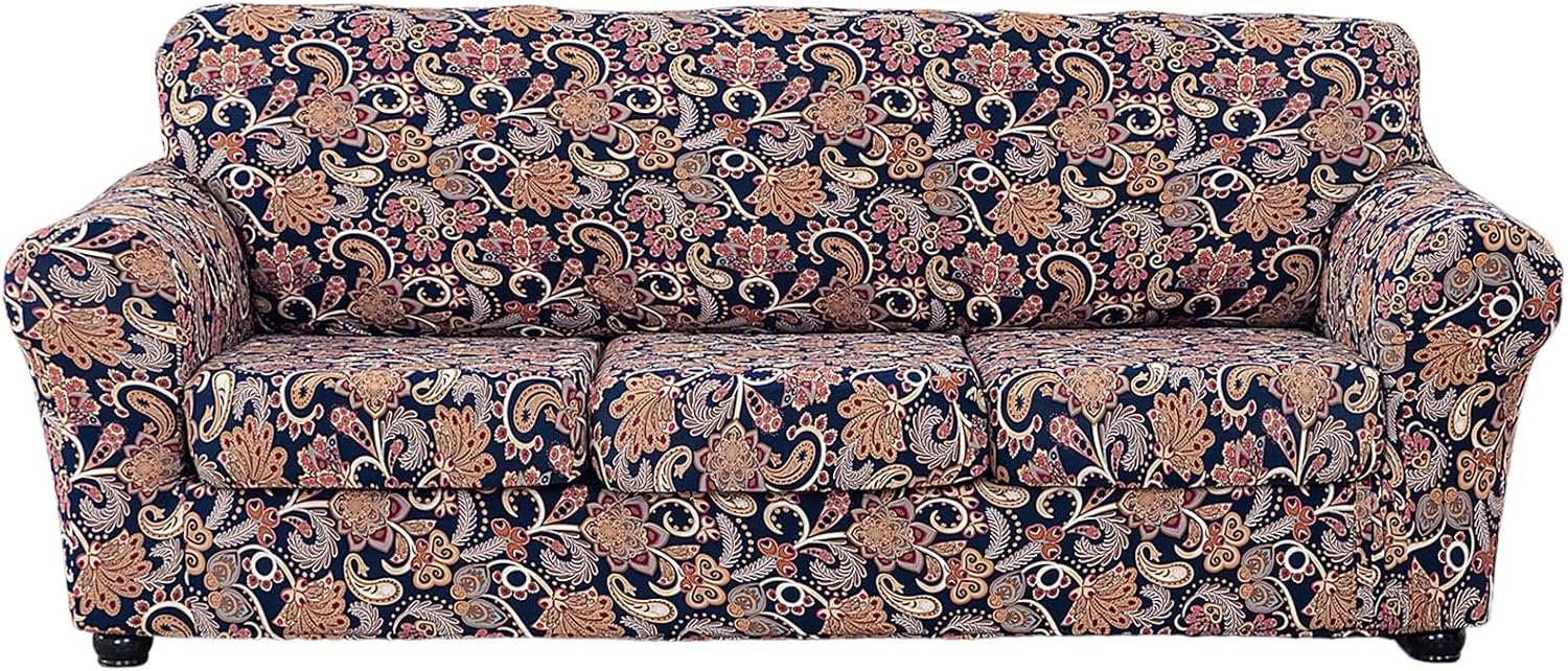 KRFOONN 2 Piece Chair Covers Printed Sofa Covers Couch Covers Washable Armchair Sofa Couch Slipcover Furniture Protector with Elastic Bottom for Living Room (Armchair, 23), Small