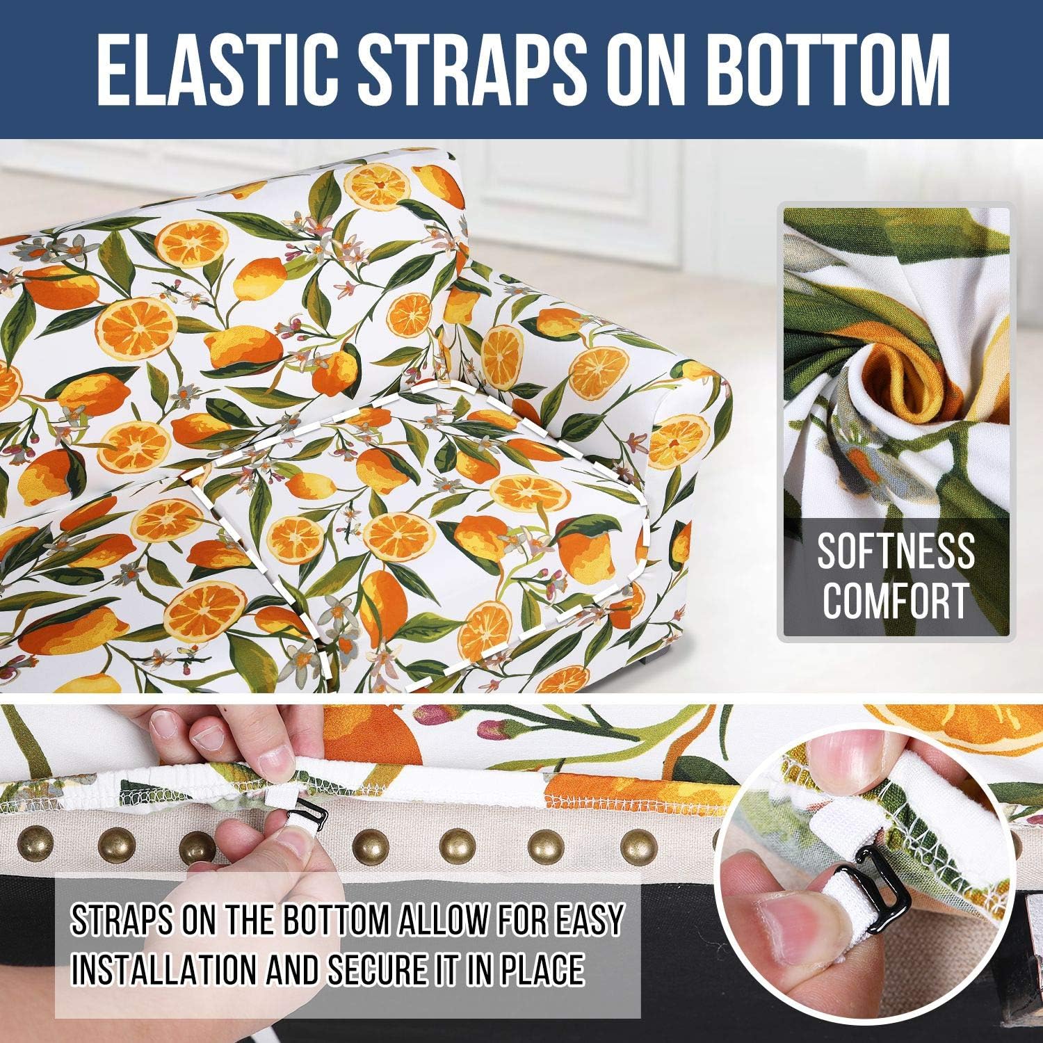 hyha Couch Covers, Chair/Sofa Covers, Floral Pattern, Stretch, Printed, 2 Pieces, Armchair Slipcover, Separate Couch Cushion Slipcover, Furniture Protector for Dogs(Armchair, Paisley Floral)