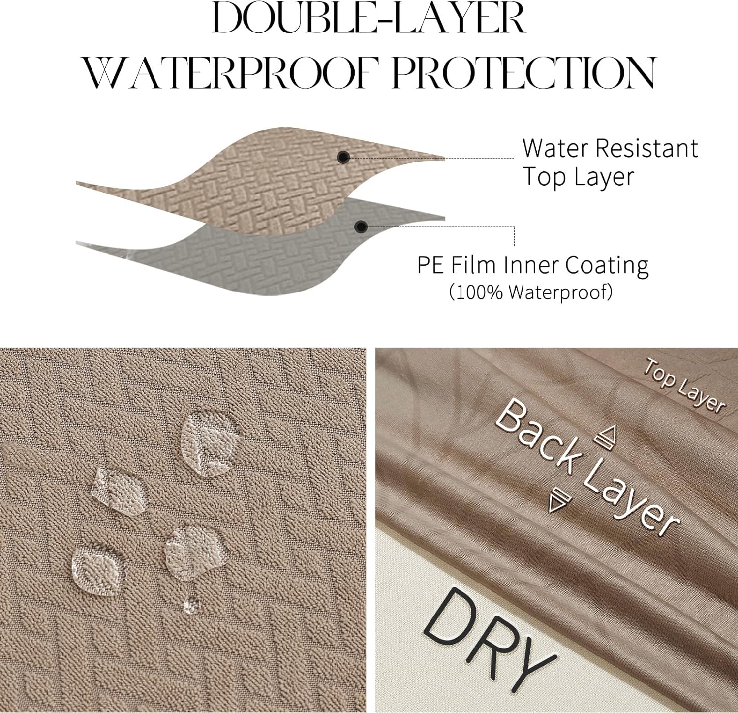 MOSAYT 100% Waterproof Dining Room Chair Covers Set of 4, Super Fit Stretch Jacquard Parson Chairs Slipcovers Removable Washable Chair Seat Protectors for Home, Kitchen, Banquet (Beige)