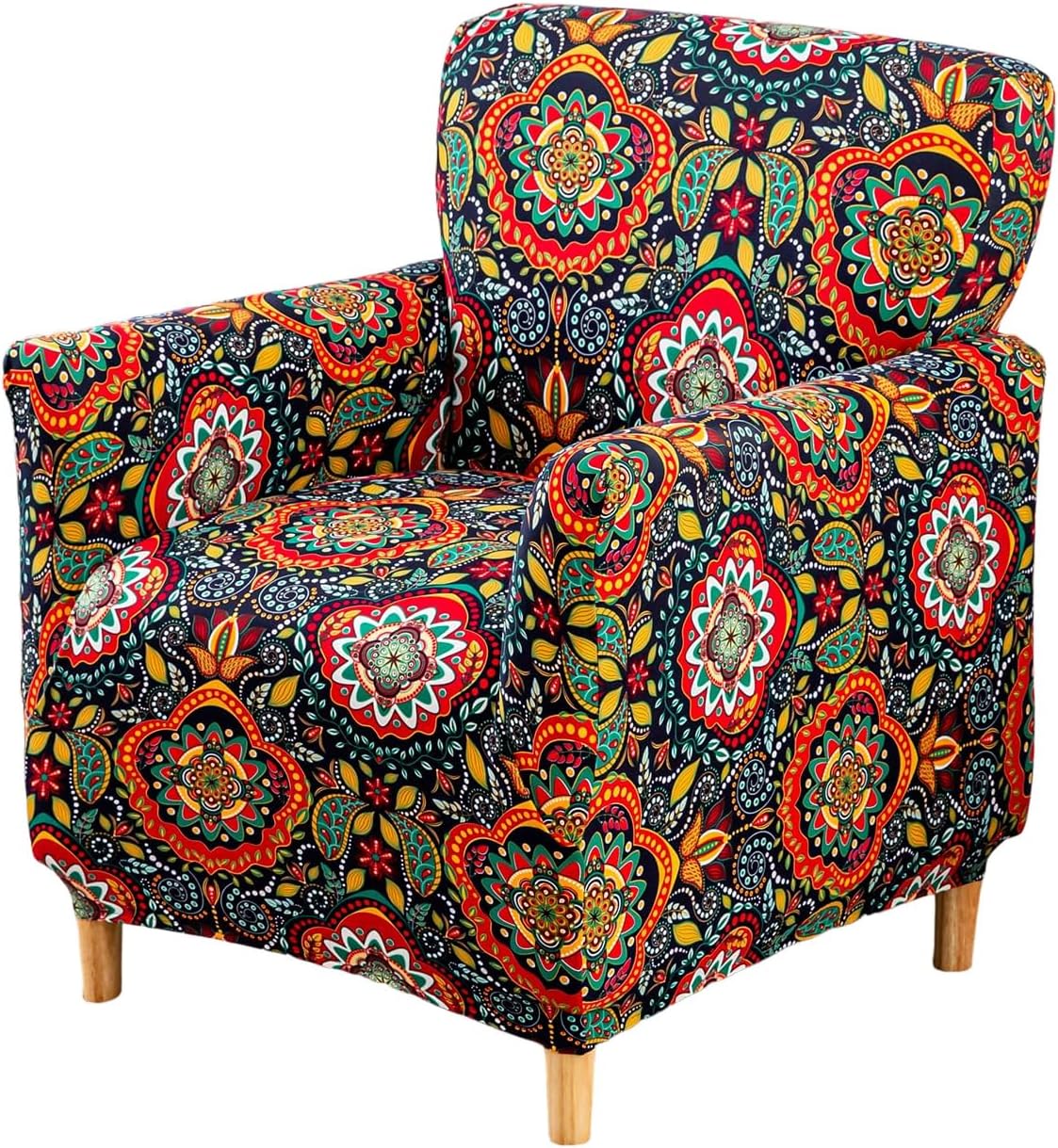 Printed Banquet Armchair Slipcovers Soft Chair Covers Armchair 1-Piece Stretch Chair Covers for Living Room Nonslip Outdoor Armchair Slipcover Kids Pets Friendly Furniture Protector,01