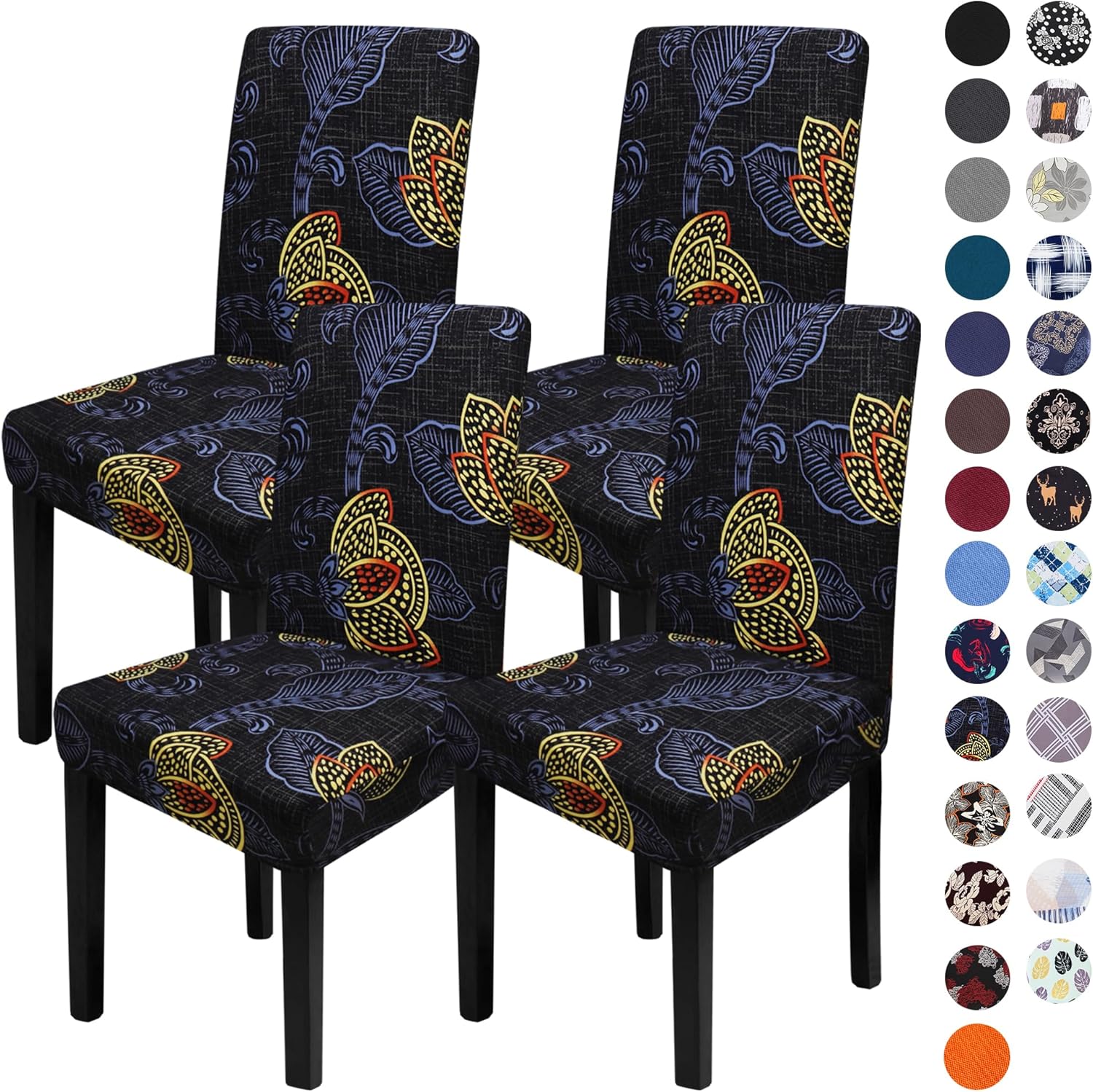 Sufdari Dining Chair Covers,Kitchen Cover,Parsons Slipcover,Spandex Protectors for Room Stretch Chairs Cover Set of 4 -Gray