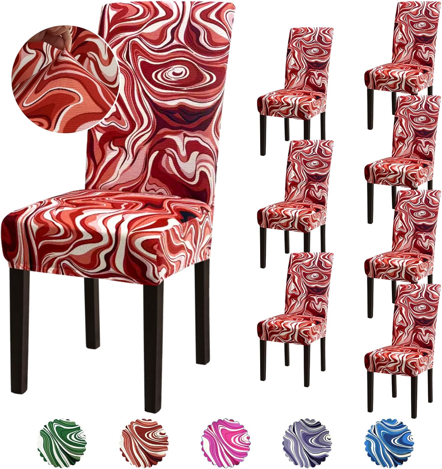 Stretch Dining Room Chair Covers Set of 6, Removable Washable Chair Covers for Dining Chairs,Dining Room, Hotel, Ceremony