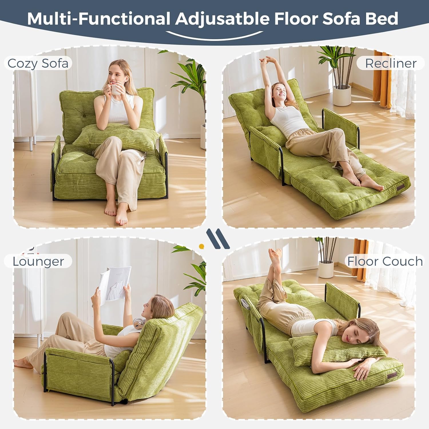 Adjustable Floor Sofa Couch with Pillow