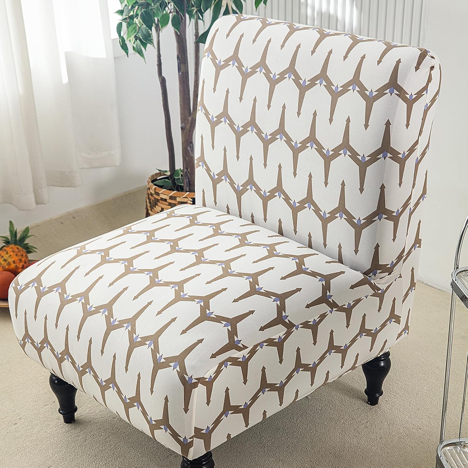 Eco-Ancheng Armless Chair Slipcover Removable Armless Accent Chairs Covers Washable Armless Slipper Chair Slipcover Printed Armless Chair Furniture Protector Covers for Living Dining Room Hotel